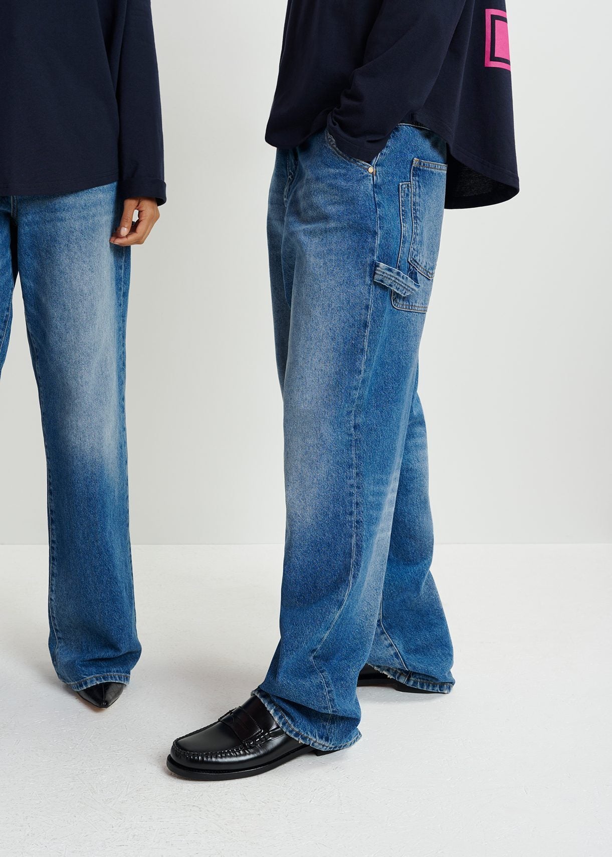 Blauwe timmermansjeans met rechte pijpen RE—SSENTIEL | Essentiel second hand
