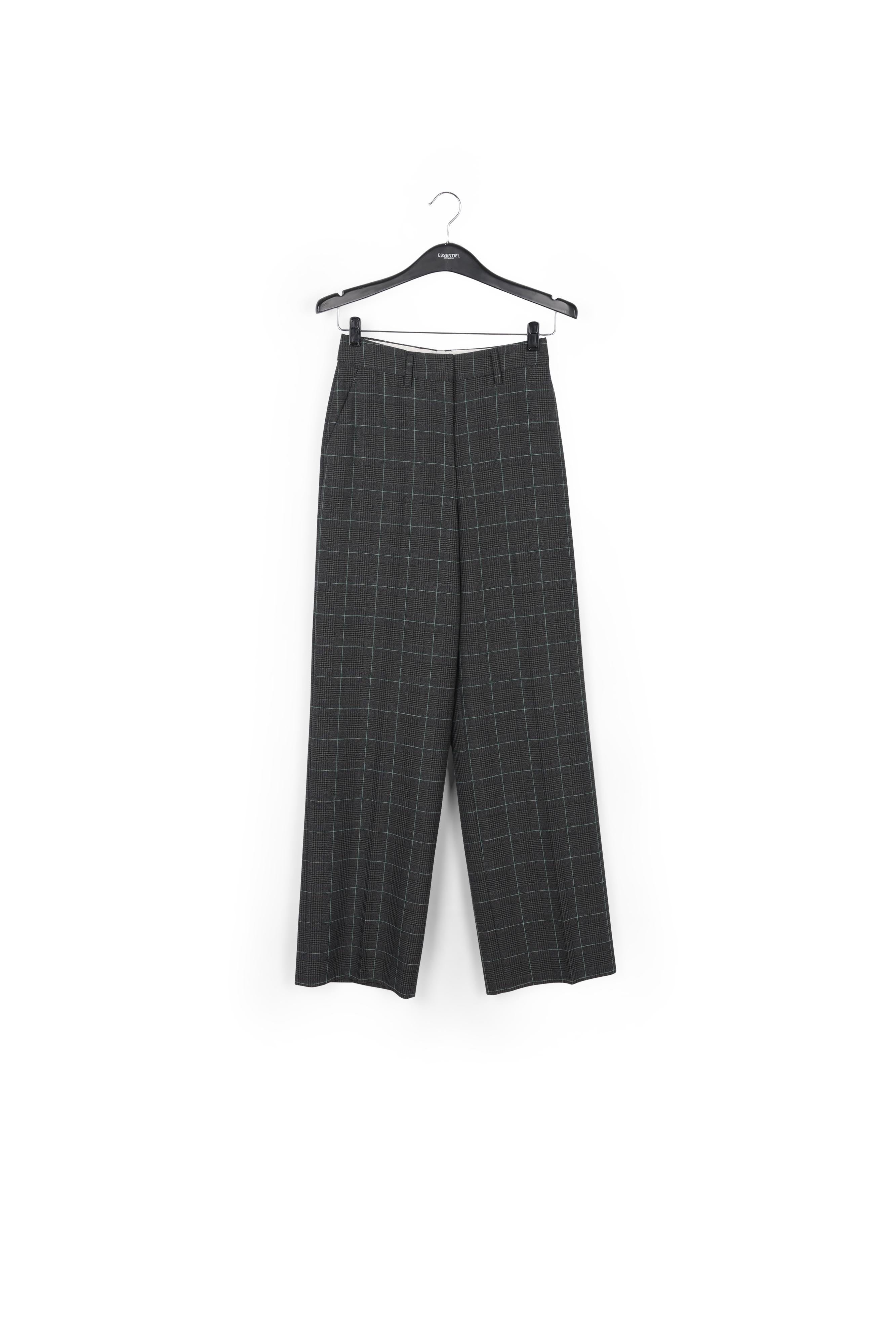 Pantalon classique à carreaux gris et verts RE—SSENTIEL | Essentiel second hand