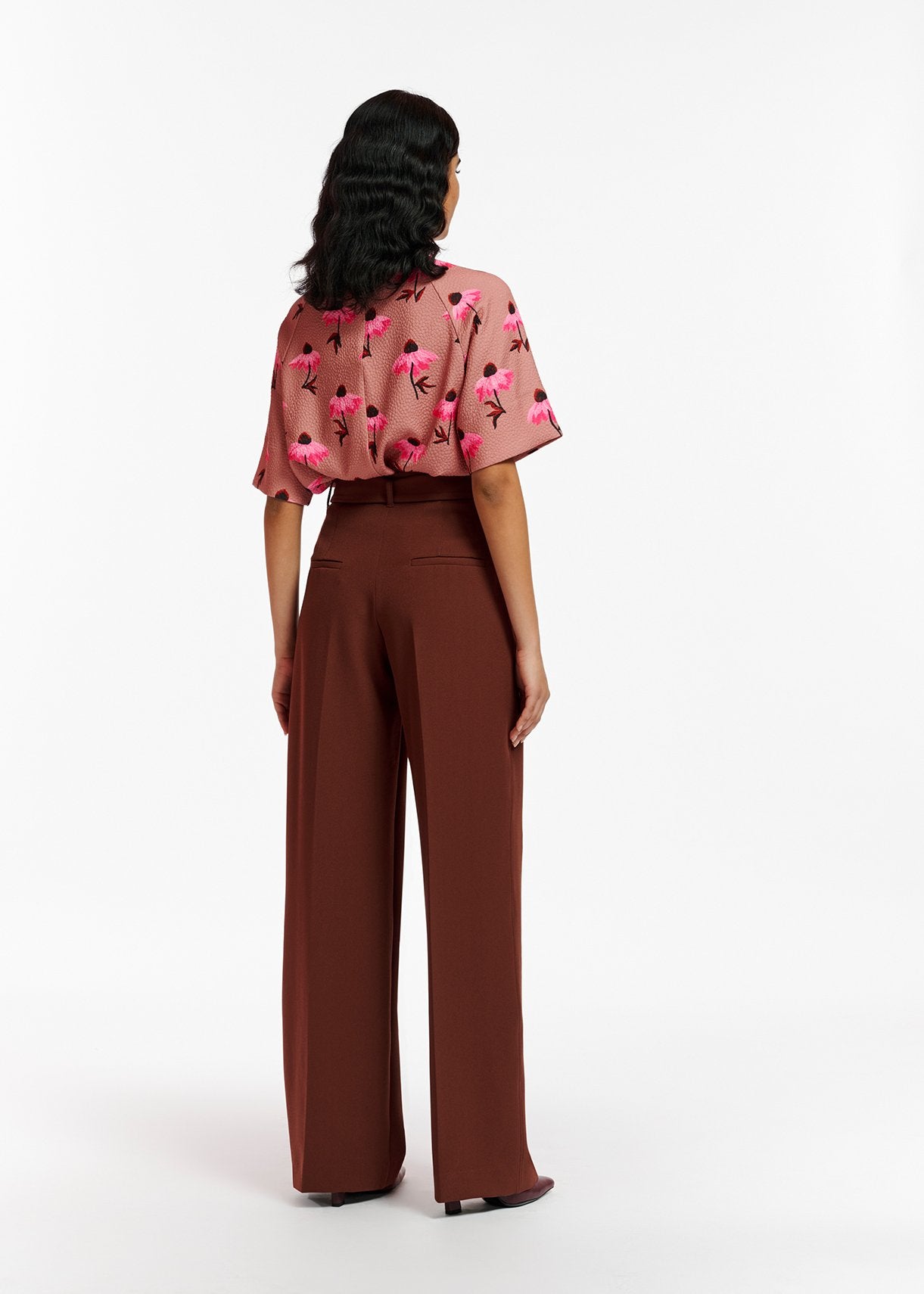 Vintage pink oversized top with floral print RE—SSENTIEL | Essentiel second hand