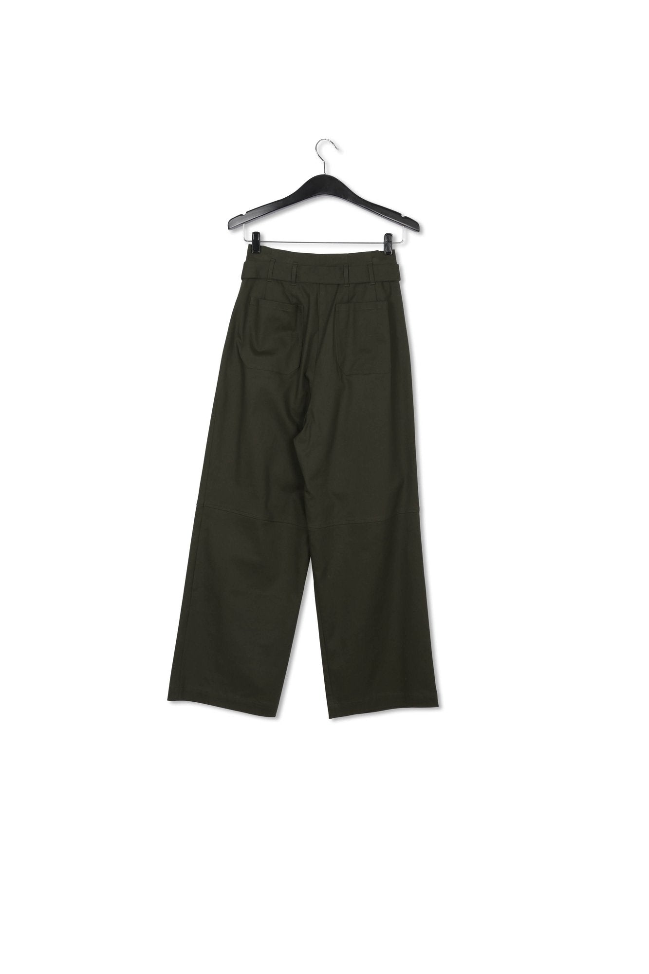 Dark green belted straight-leg pants RE—SSENTIEL | Essentiel second hand