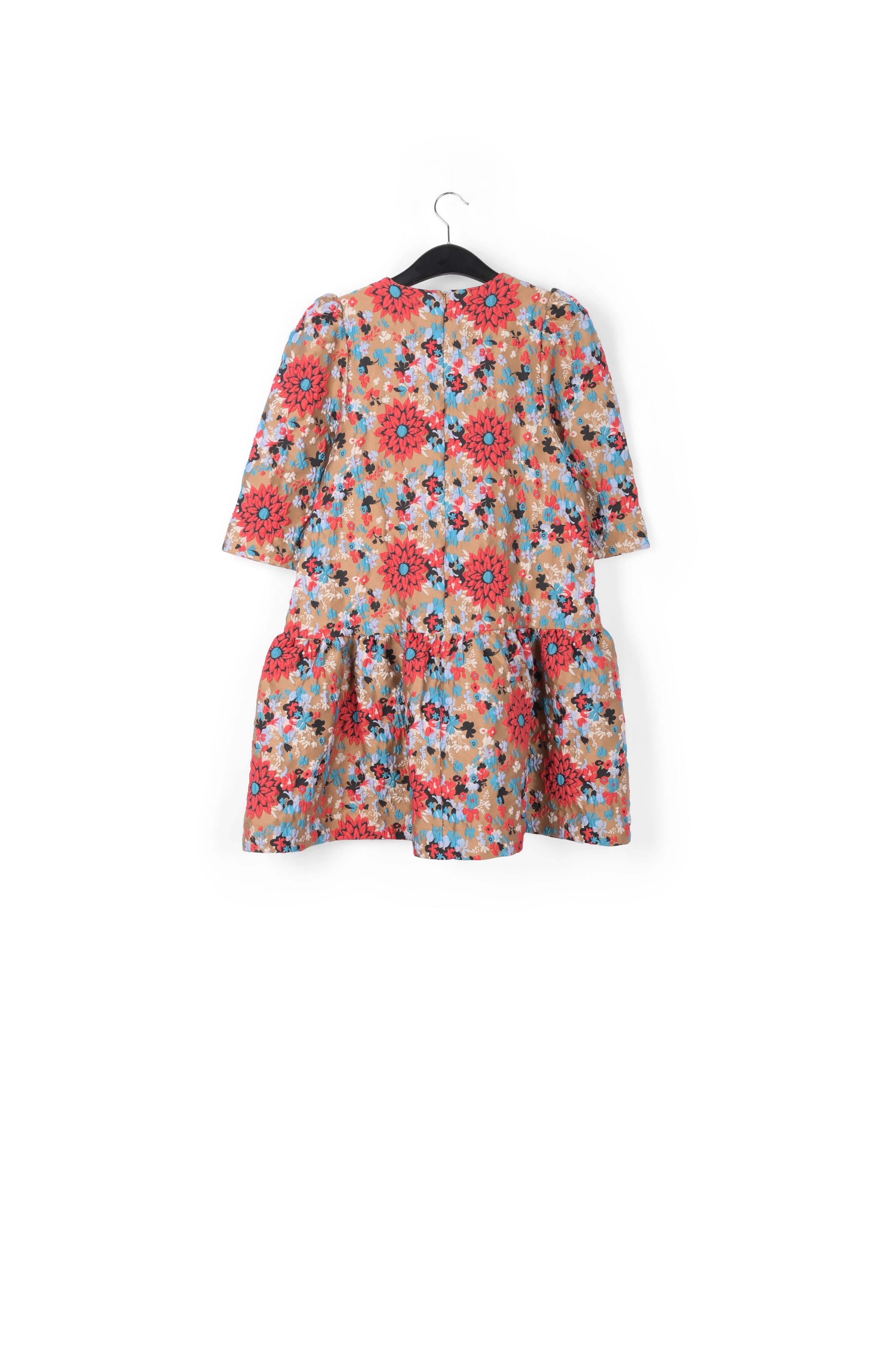 Camel floral jacquard mini dress RE—SSENTIEL | Essentiel second hand