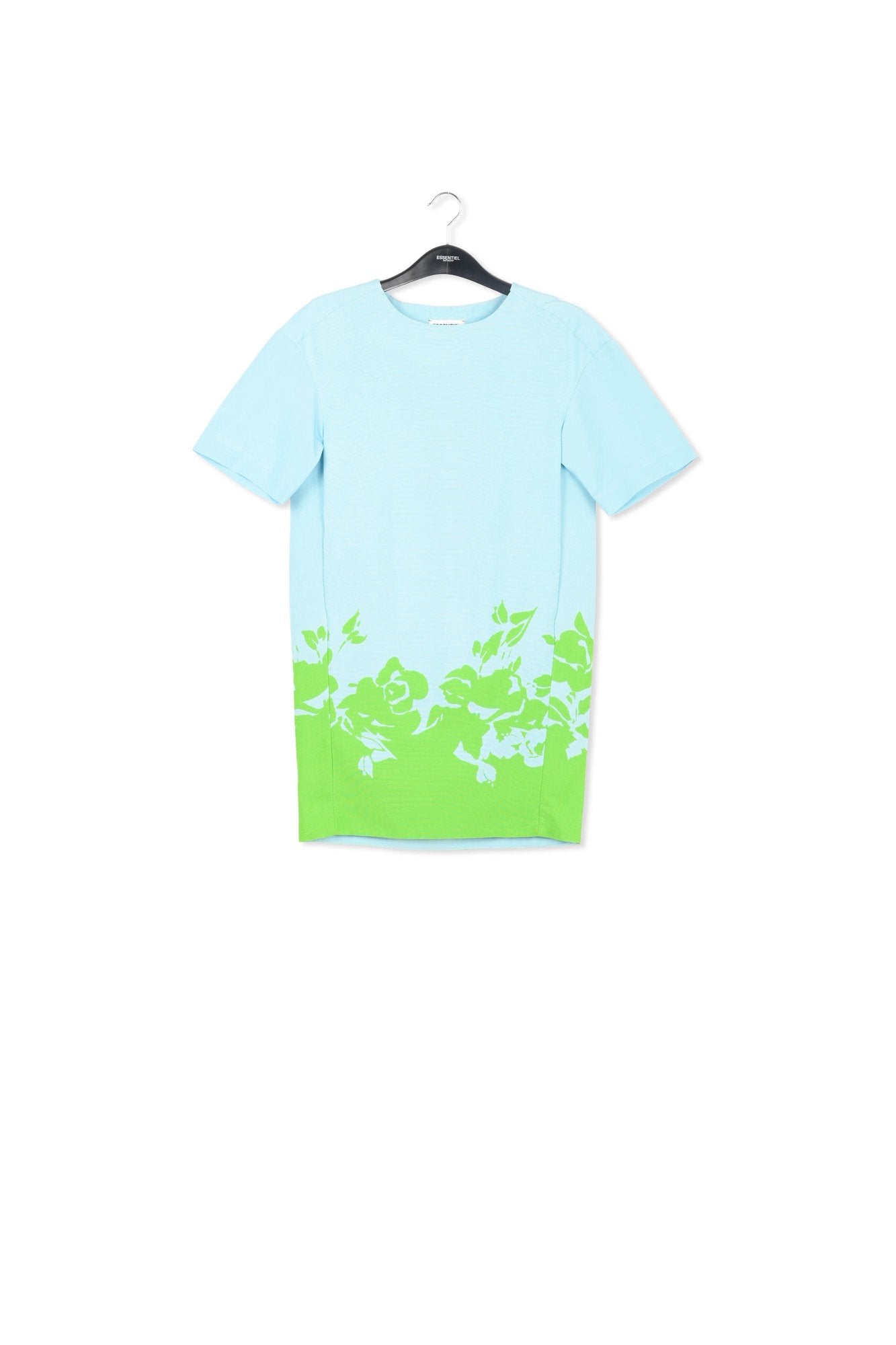 Blue and green floral print mini dress RE—SSENTIEL | Essentiel second hand