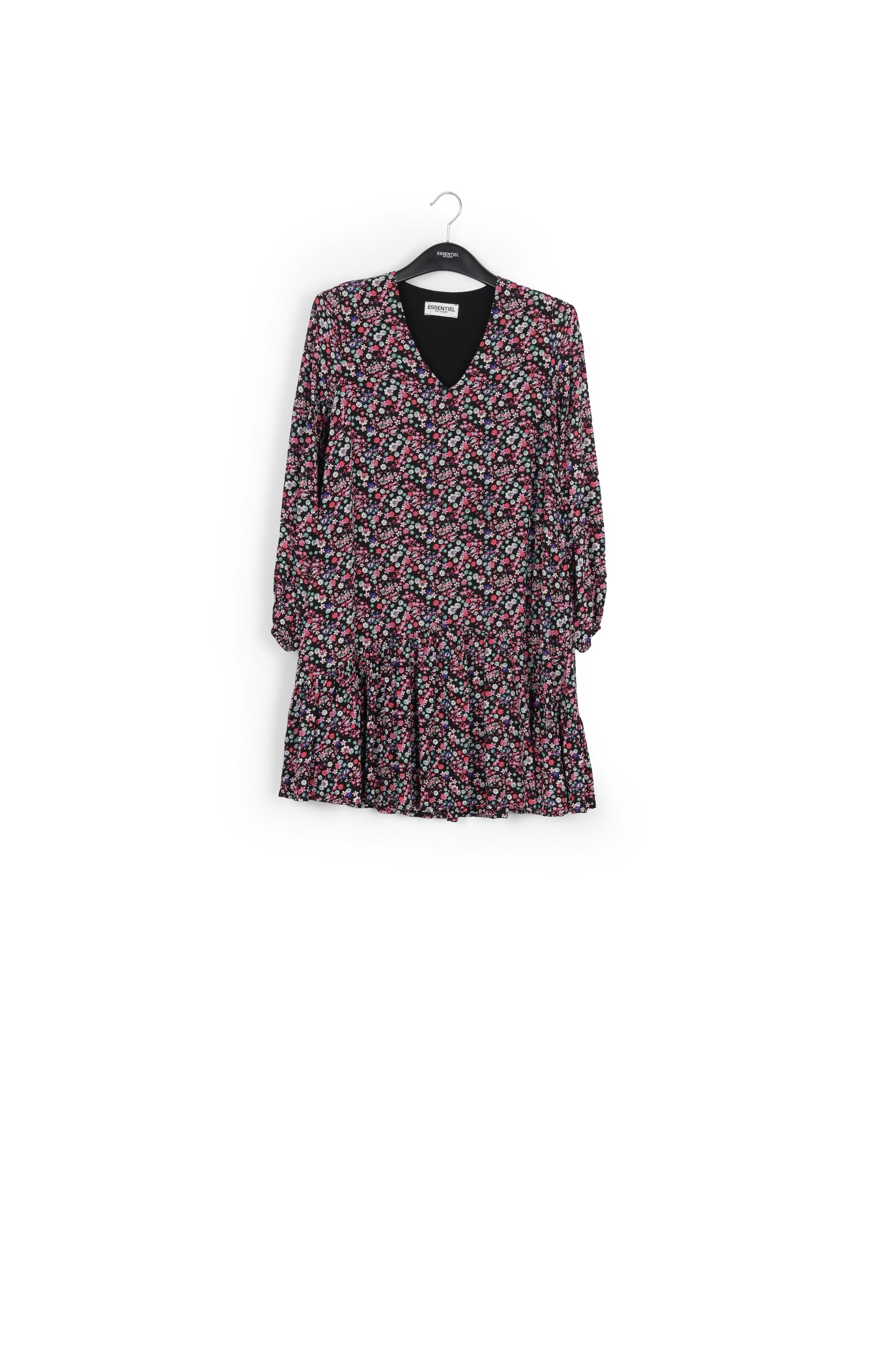 Black floral-print mini dress RE—SSENTIEL | Essentiel second hand