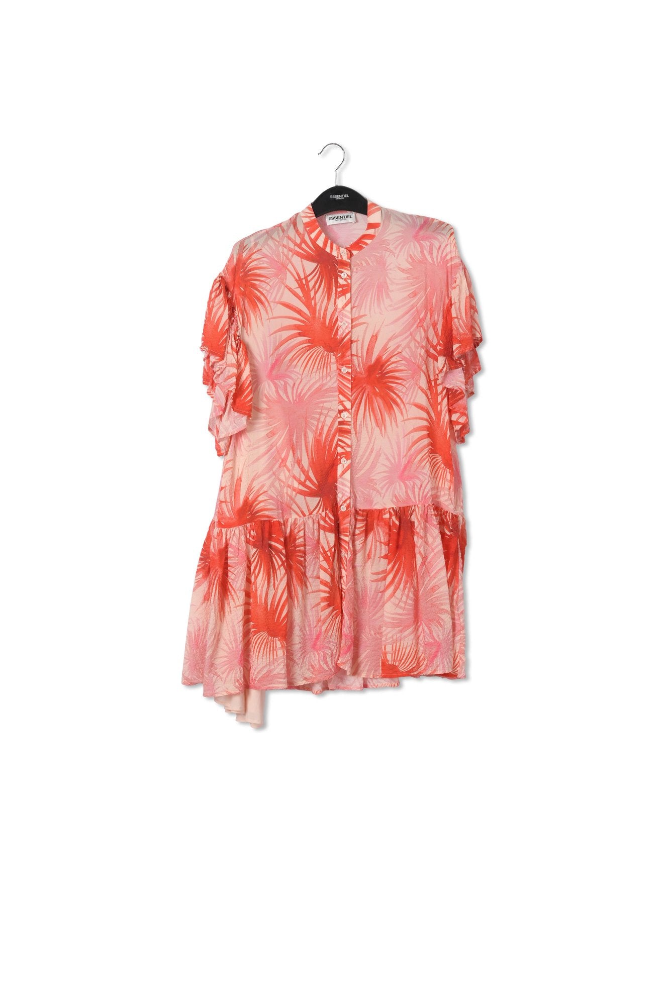 Orange viscose-silk palm leaf print mini dress RE—SSENTIEL | Essentiel second hand