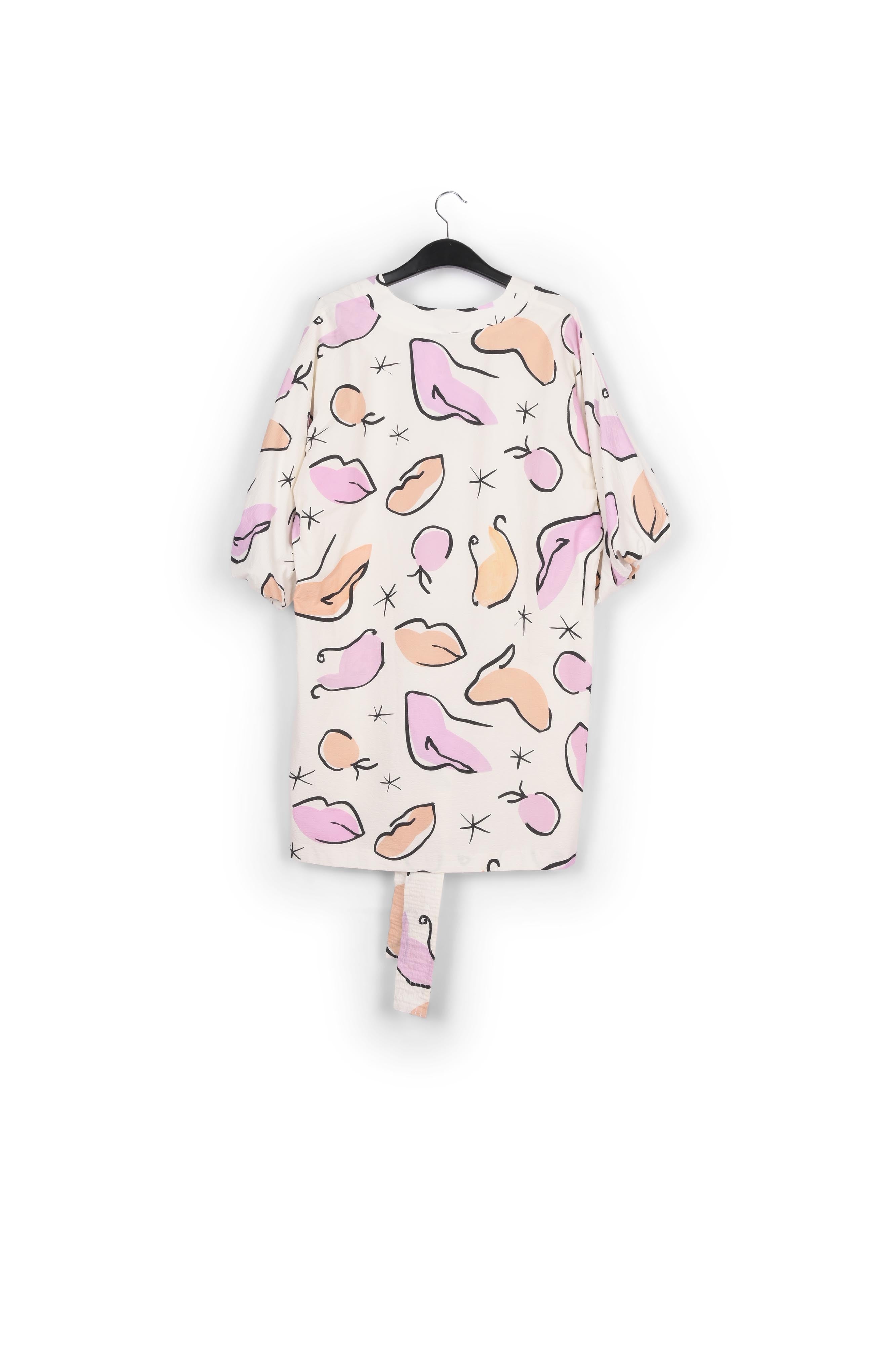 Witte mini-jurk met abstracte print RE—SSENTIEL | Essentiel second hand