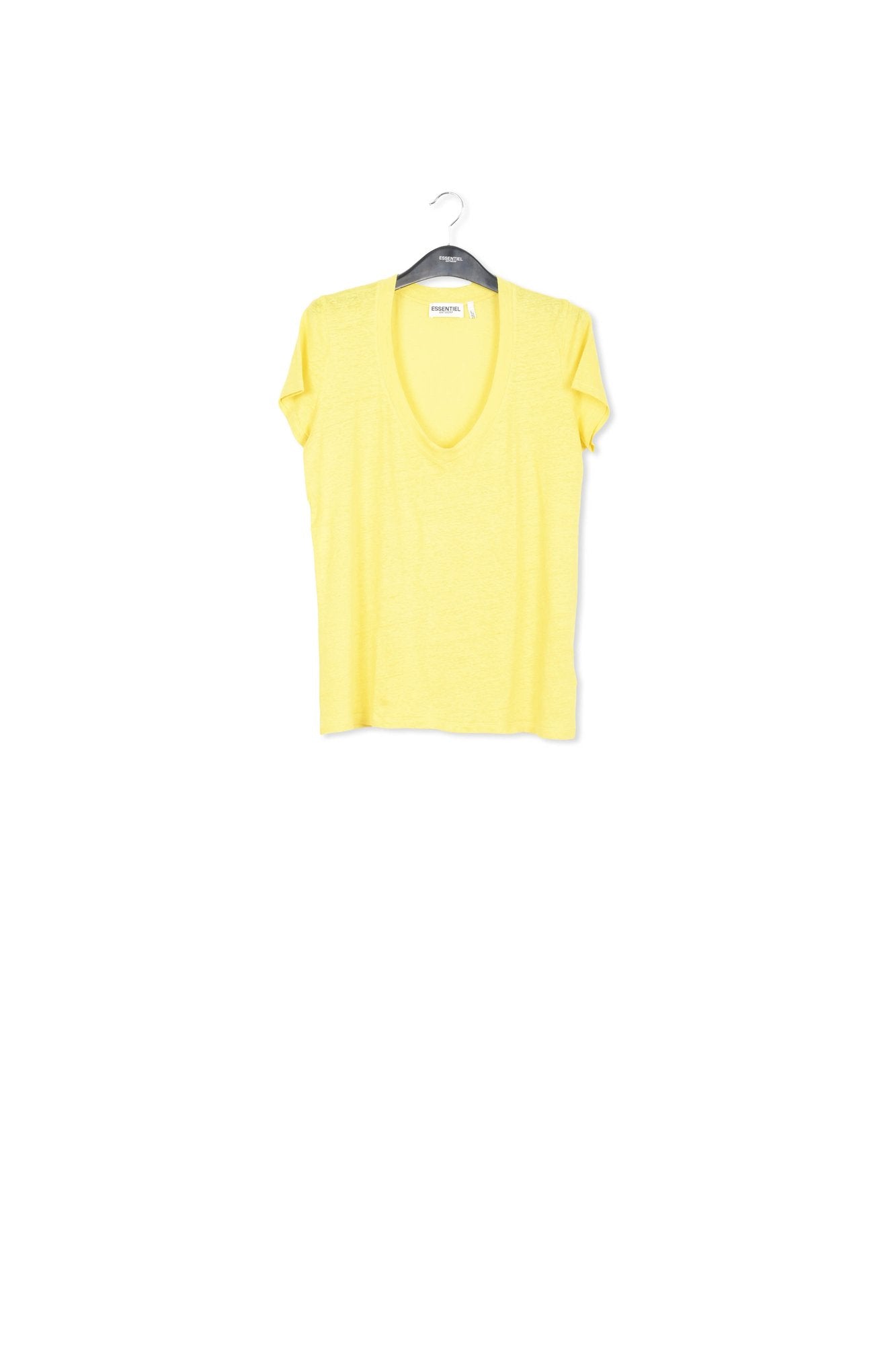 Yellow linen v-neck t-shirt RE—SSENTIEL | Essentiel second hand