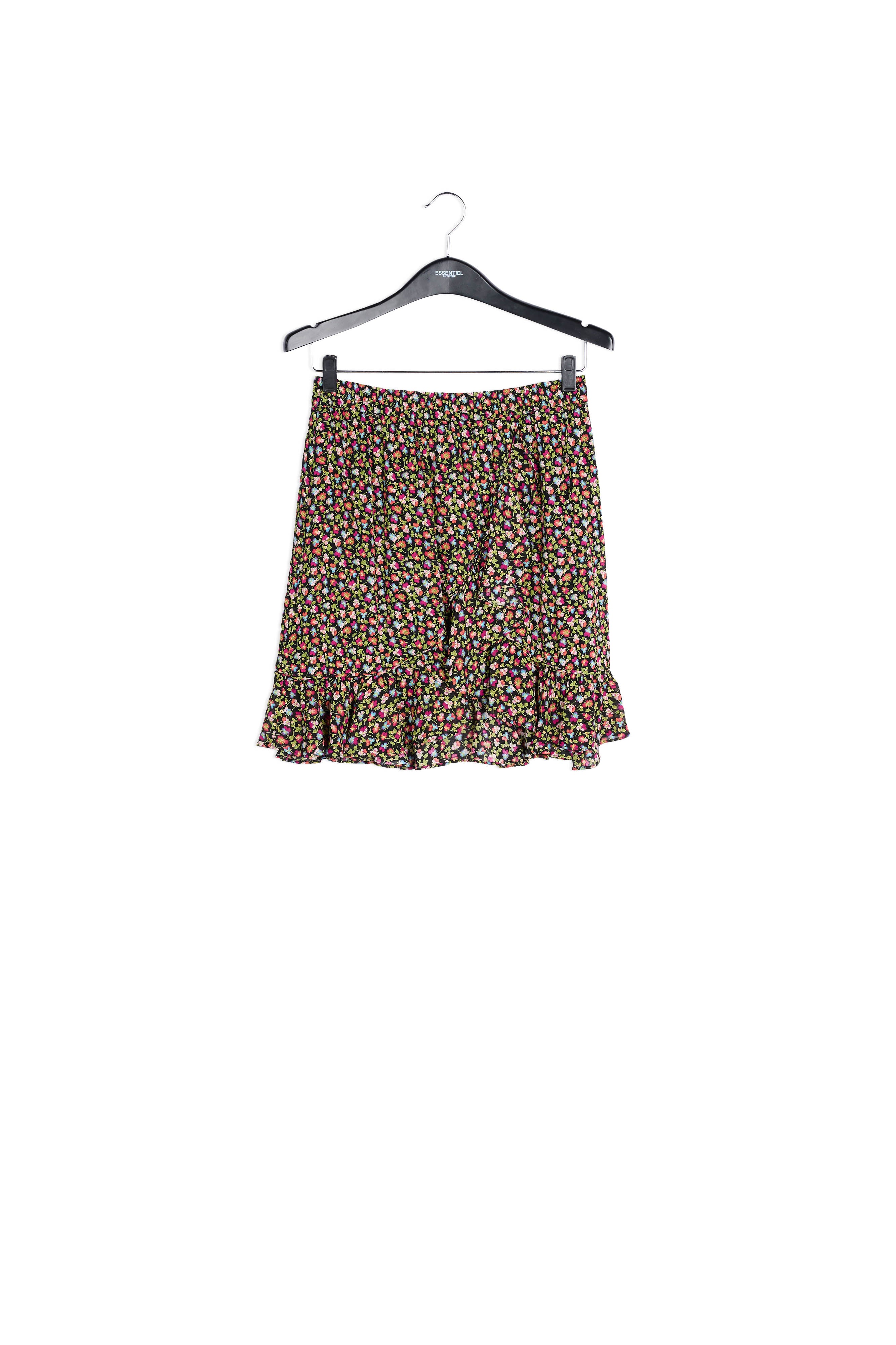 Minijupe portefeuille rose, bleu clair et vert bouteille à imprimé floral RE—SSENTIEL | Essentiel second hand