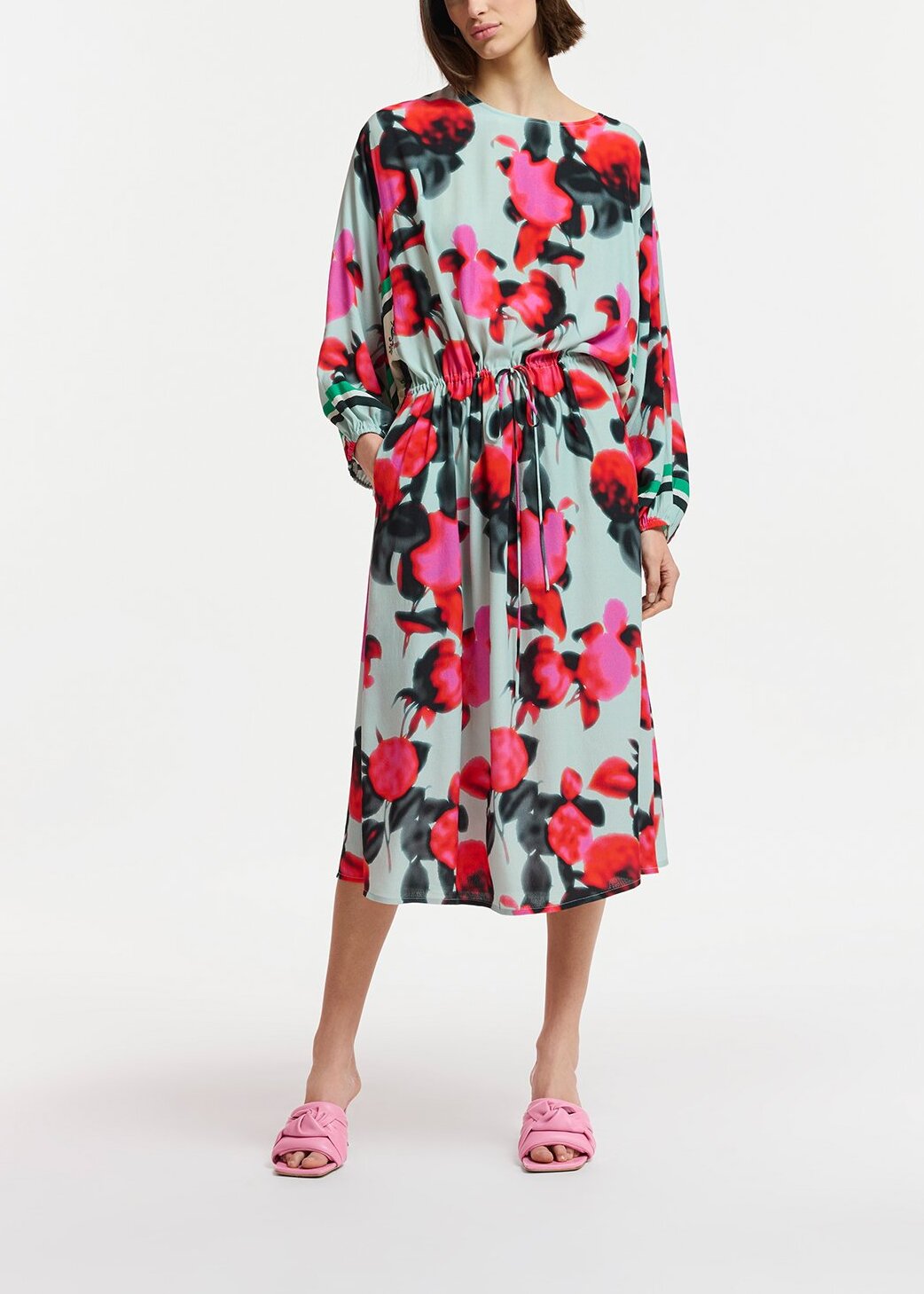 Robe midi bleu clair à imprimé fleuri RE—SSENTIEL | Essentiel second hand