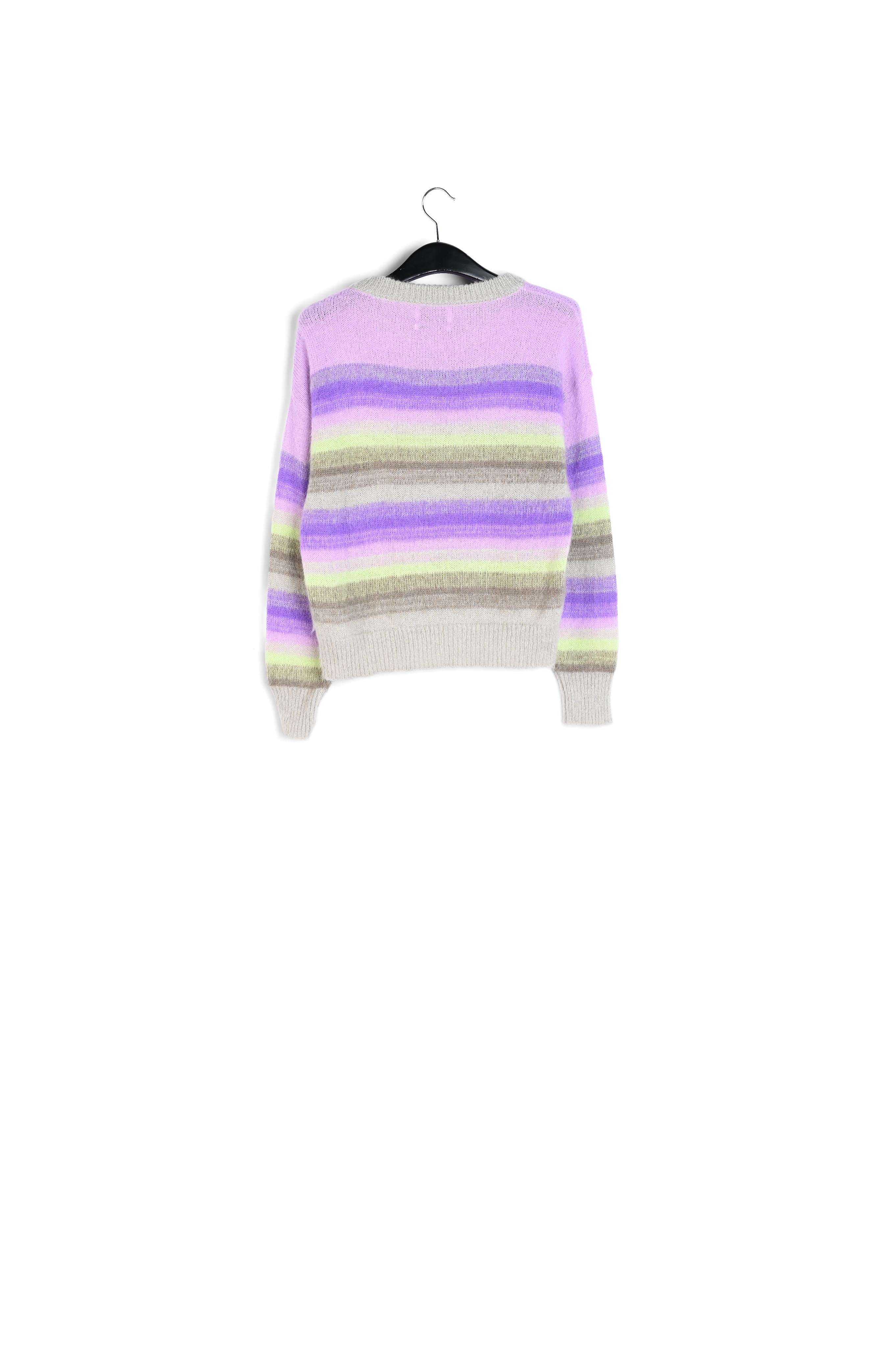 Purple, mint green and beige striped knit sweater RE—SSENTIEL | Essentiel second hand