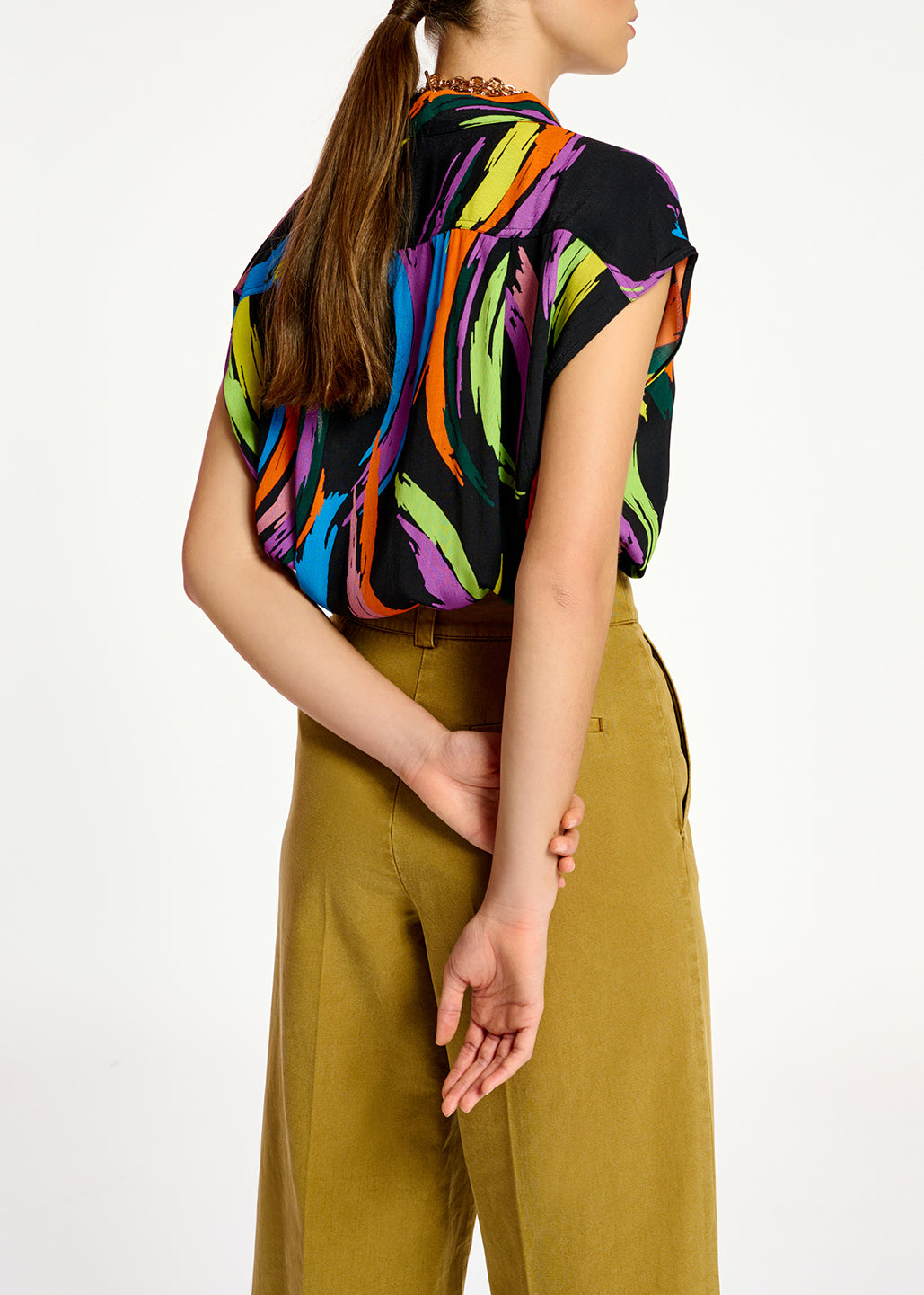 Multicolor abstract print sleeveless shirt RE—SSENTIEL | Essentiel second hand