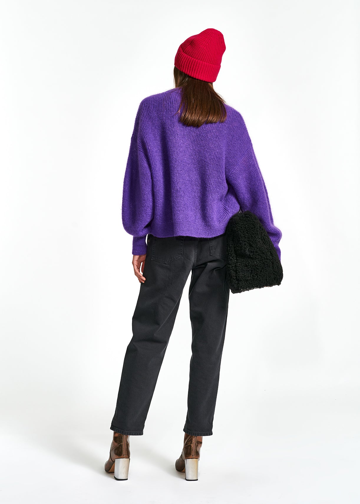 Purple light knitted open cardigan RE—SSENTIEL | Essentiel second hand