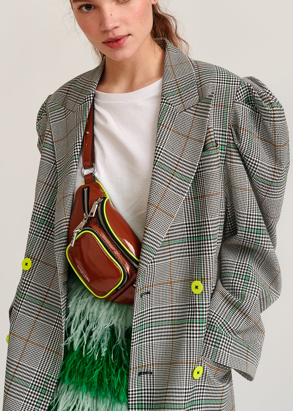 Veste croisée en tartan blanc cassé RE—SSENTIEL | Essentiel second hand