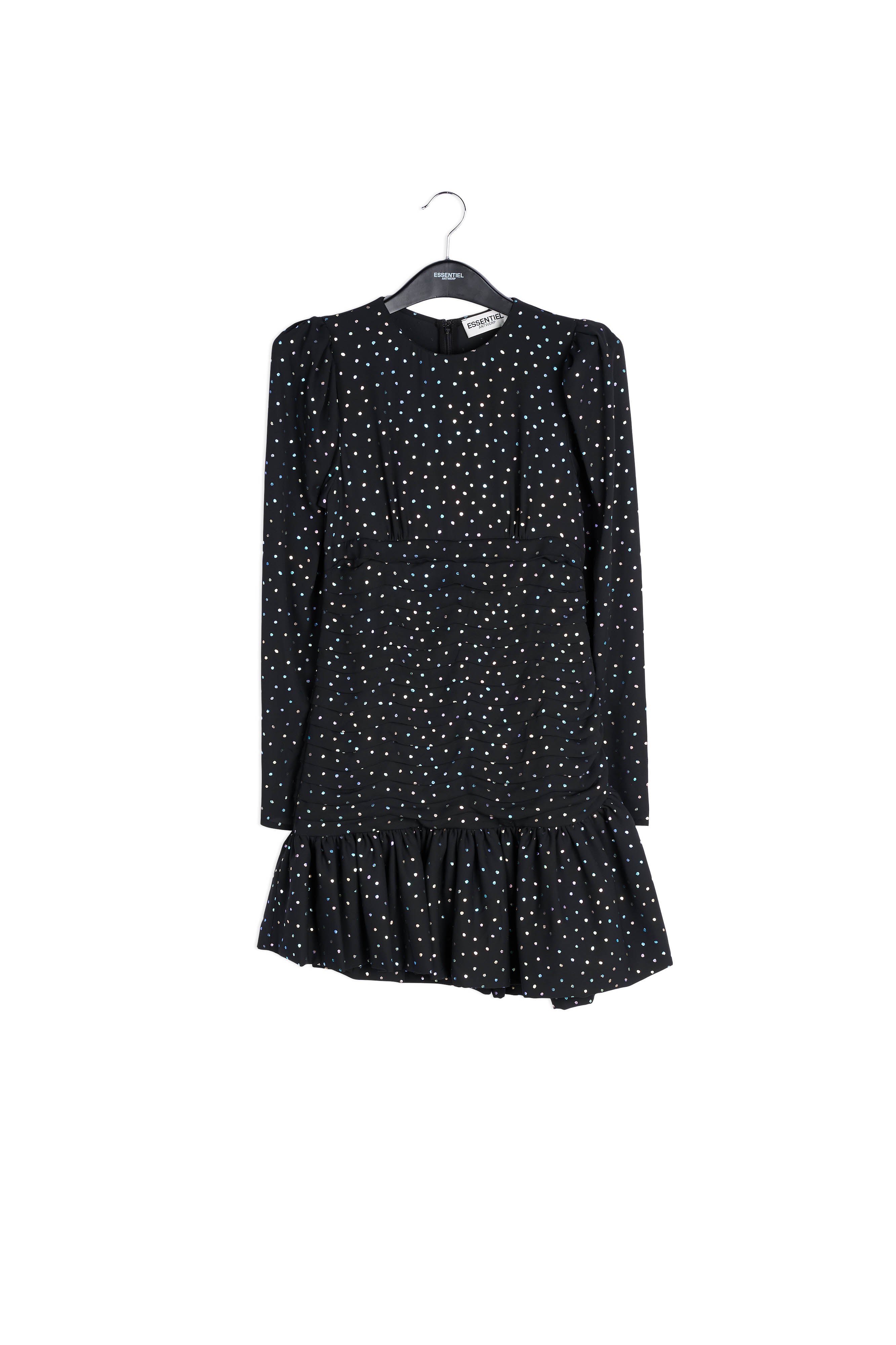 Black mini dress with holographic polka dots RE—SSENTIEL | Essentiel second hand