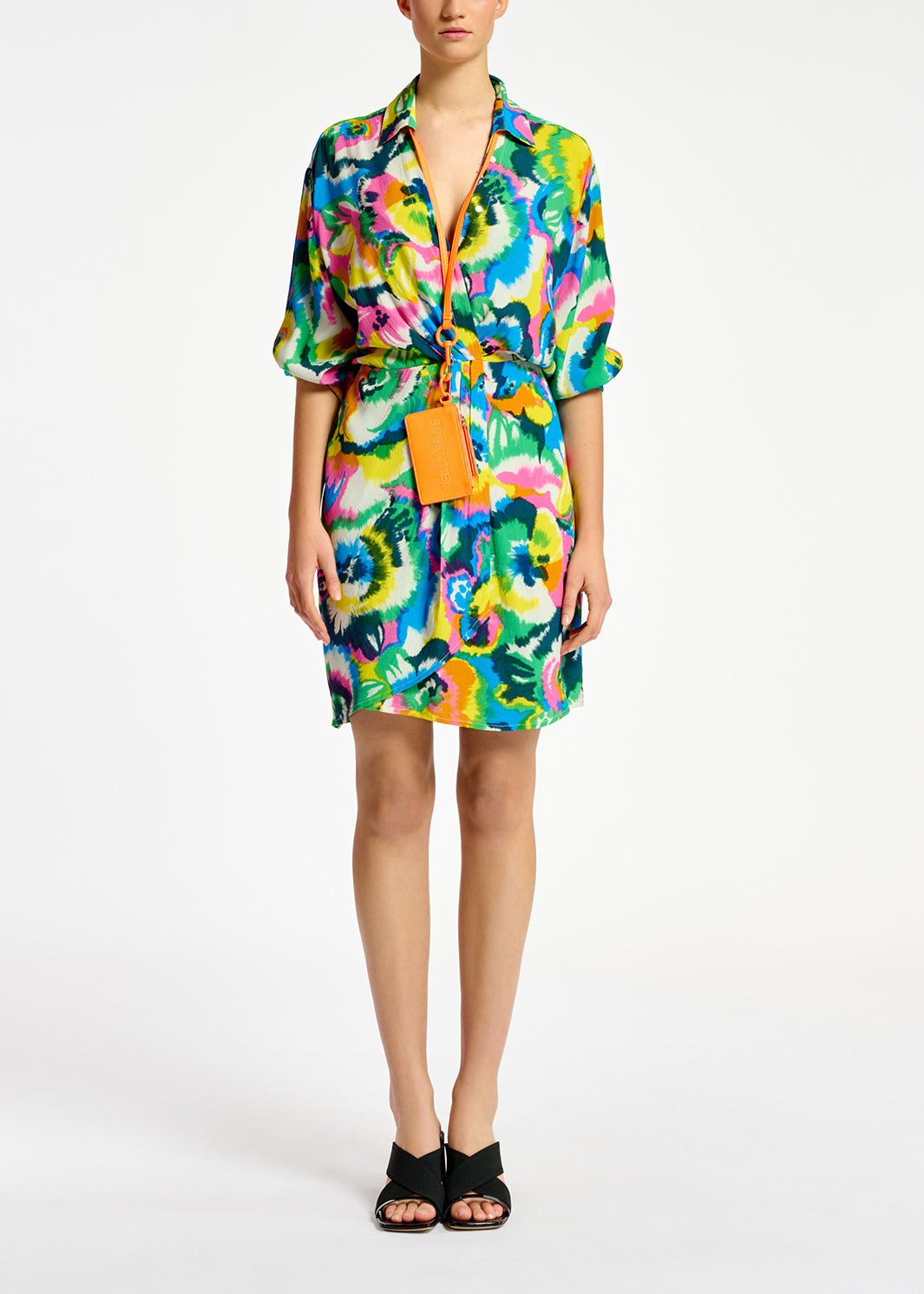 Multicolor floral print mini wrap dress RE—SSENTIEL | Essentiel second hand