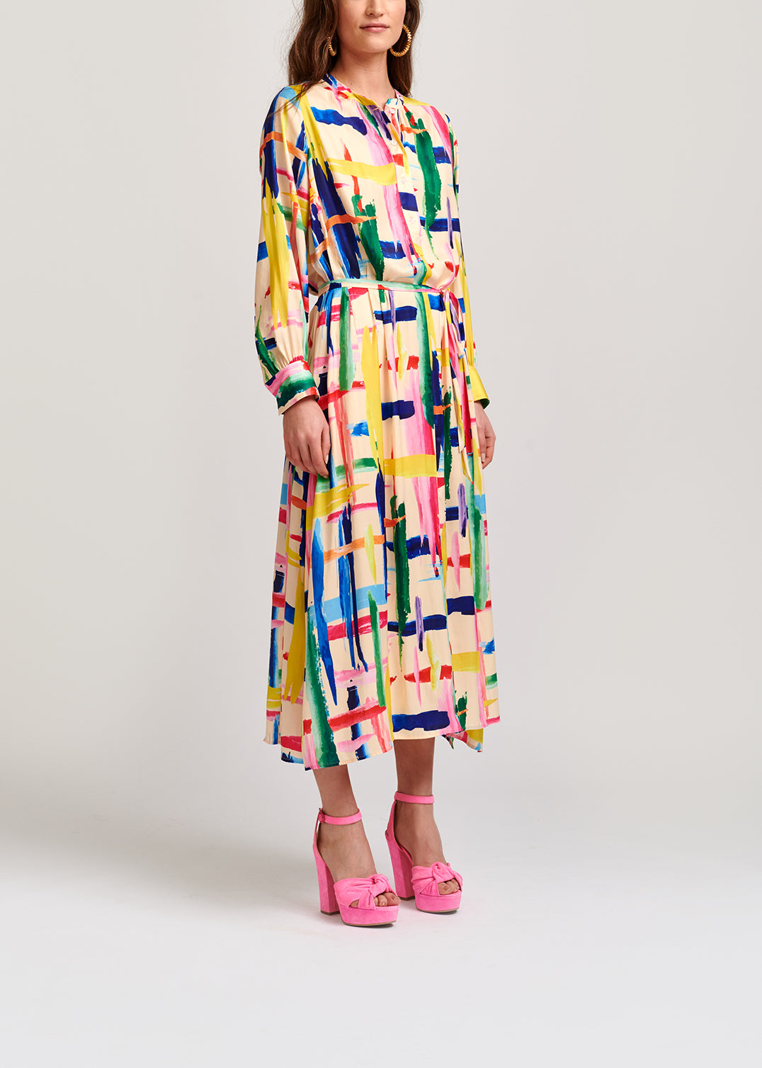 Multicolored graphic striped shirt dress RE—SSENTIEL | Essentiel second hand
