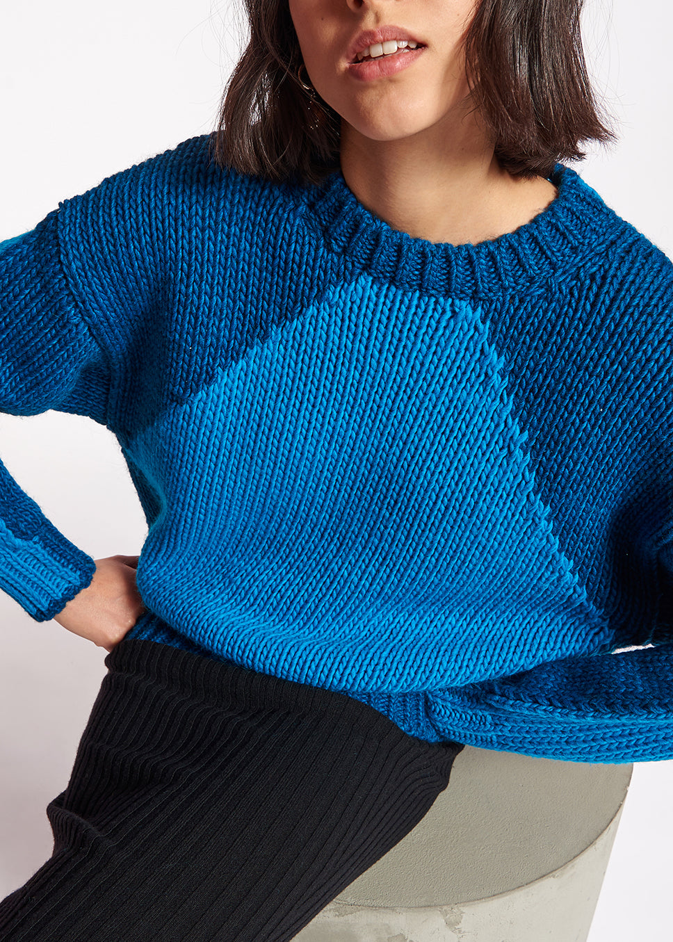 Blue and dark blue chunky knit sweater RE—SSENTIEL | Essentiel second hand