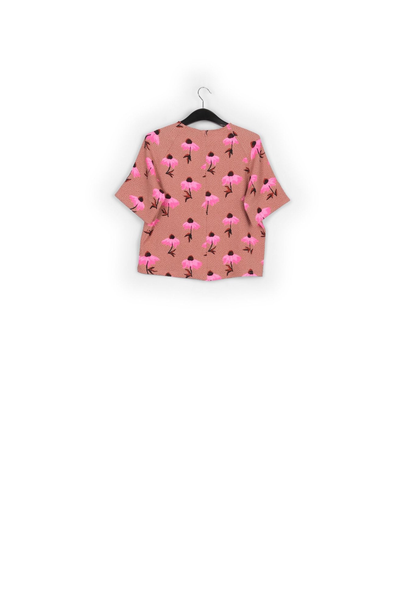 Vintage pink oversized top with floral print RE—SSENTIEL | Essentiel second hand