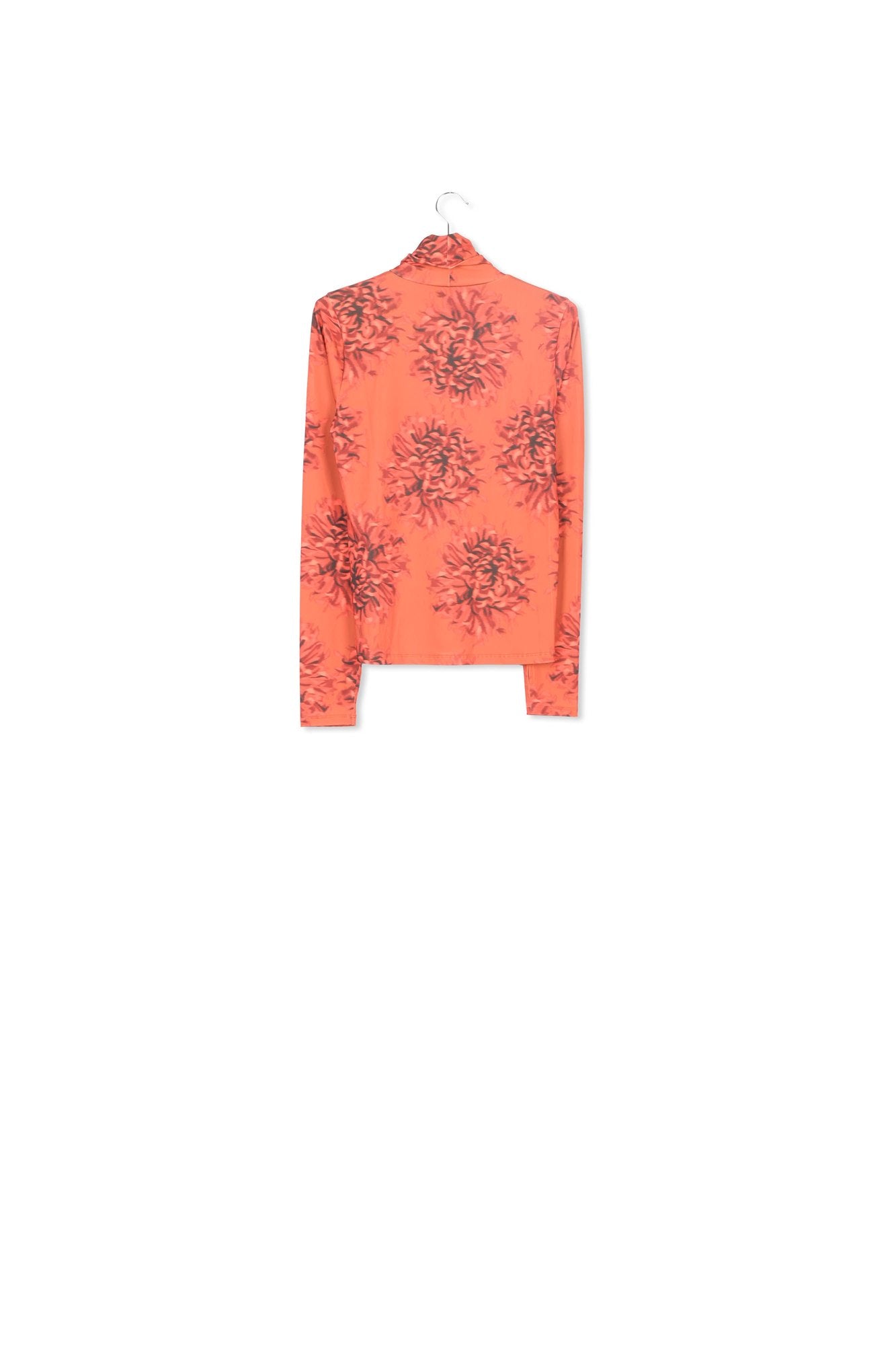 Orange, burgundy and light orange floral-print turtleneck top RE—SSENTIEL | Essentiel second hand