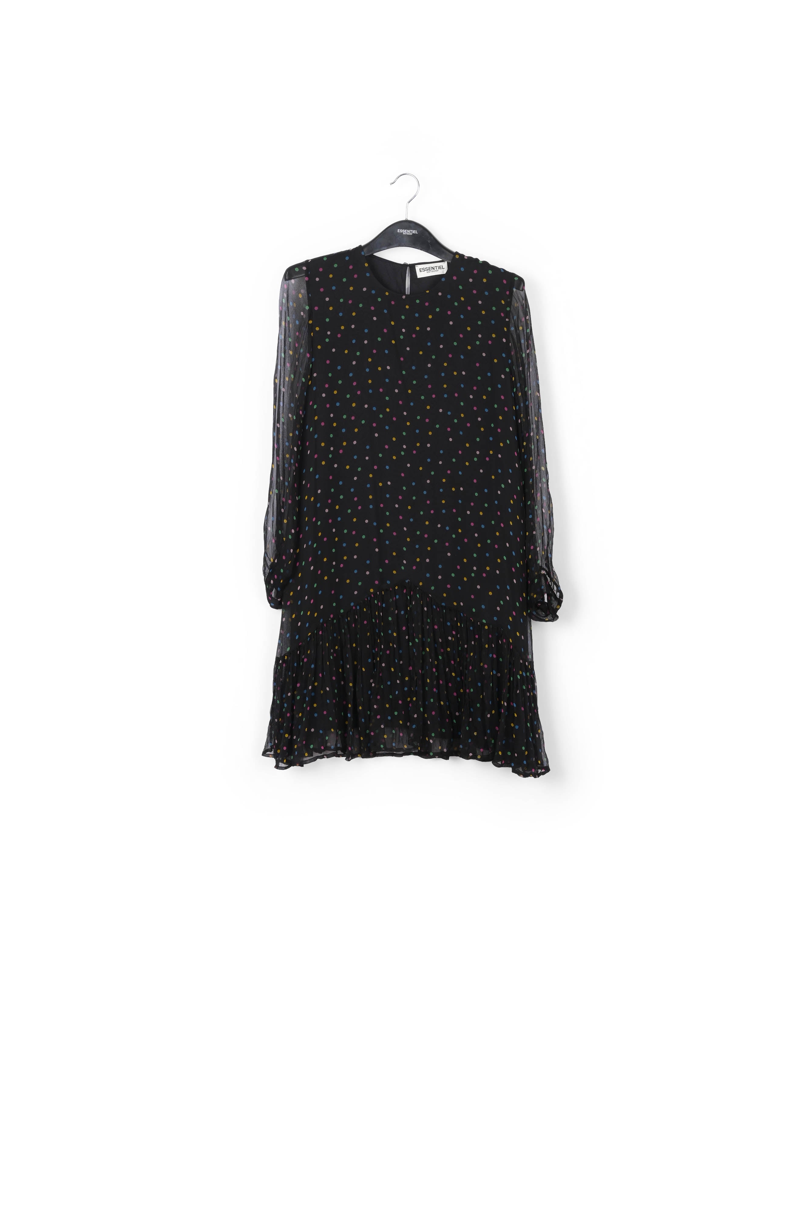 Robe noire à pois avec volant RE—SSENTIEL | Essentiel second hand