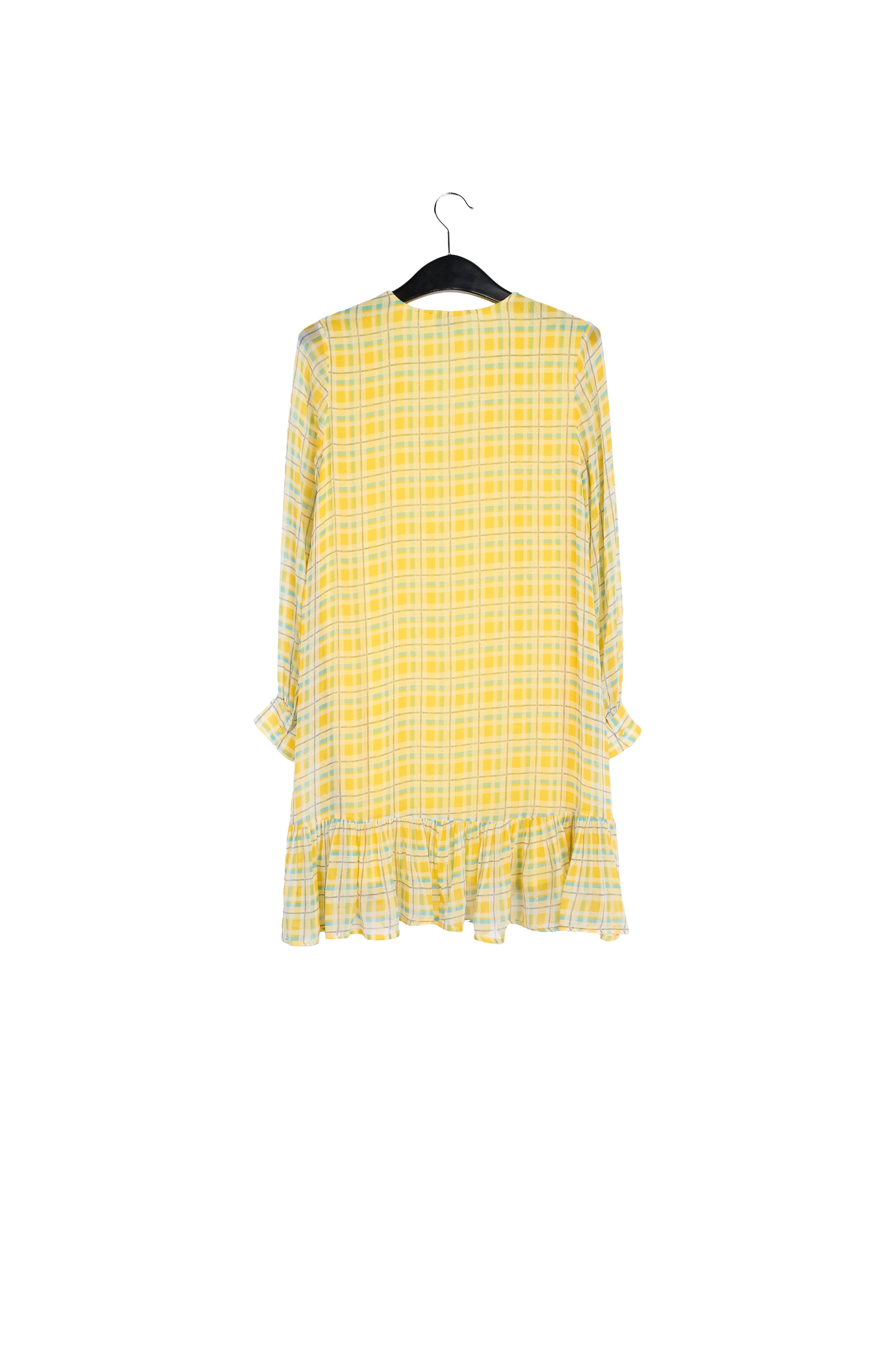Yellow and light blue check mini dress RE—SSENTIEL | Essentiel second hand