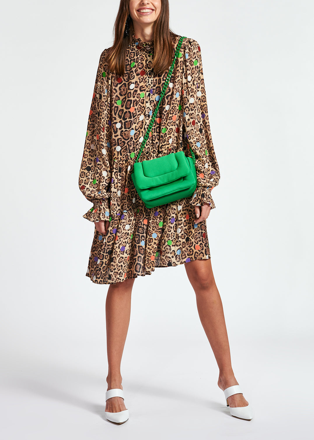 Leopard print and dots A-line mini dress RE—SSENTIEL | Essentiel second hand