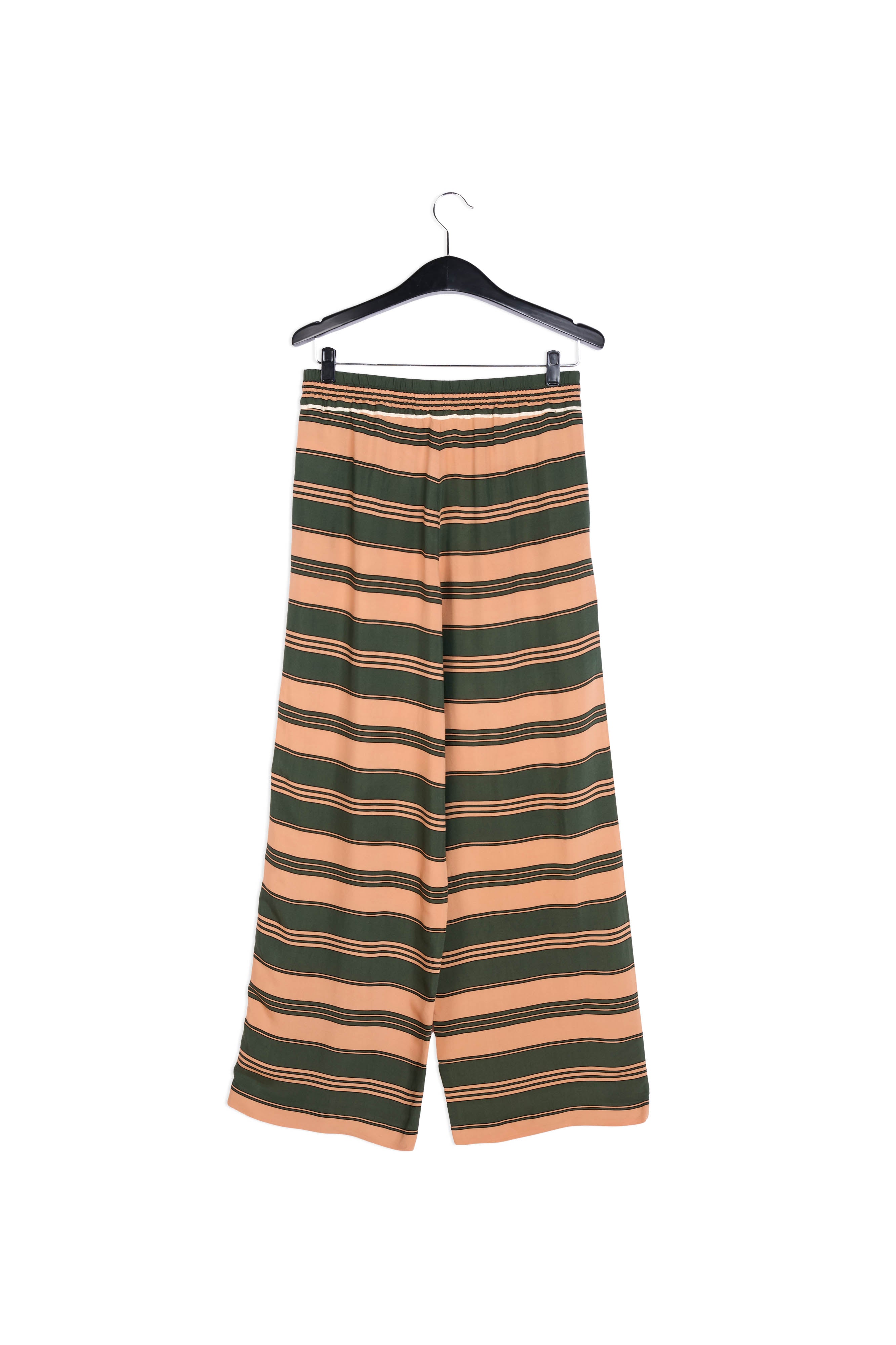 Pantalon aux jambes larges et rayures vertes et pêche RE—SSENTIEL | Essentiel second hand