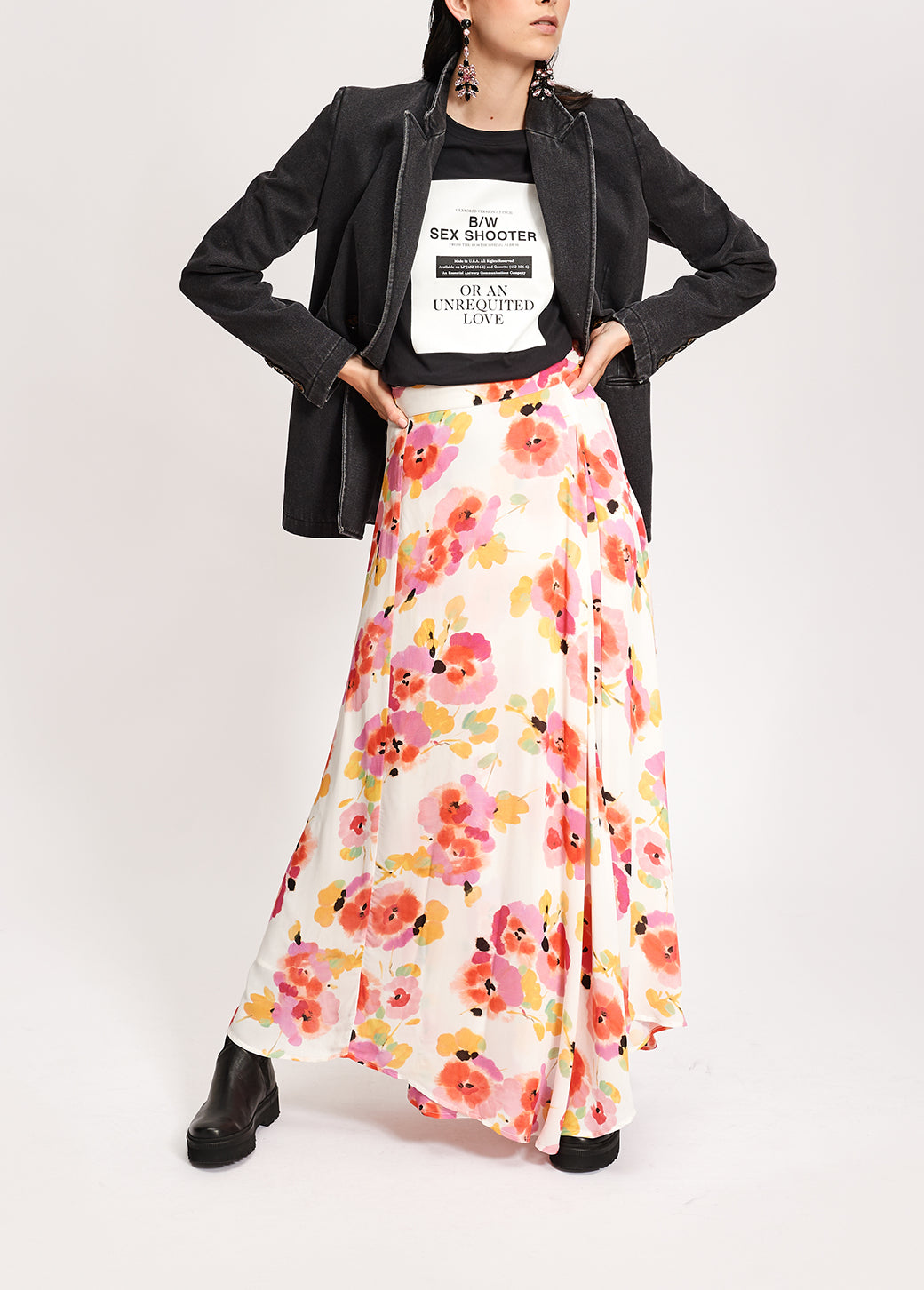 Black cotton-jersey 'sex shooter' t-shirt RE—SSENTIEL | Essentiel second hand