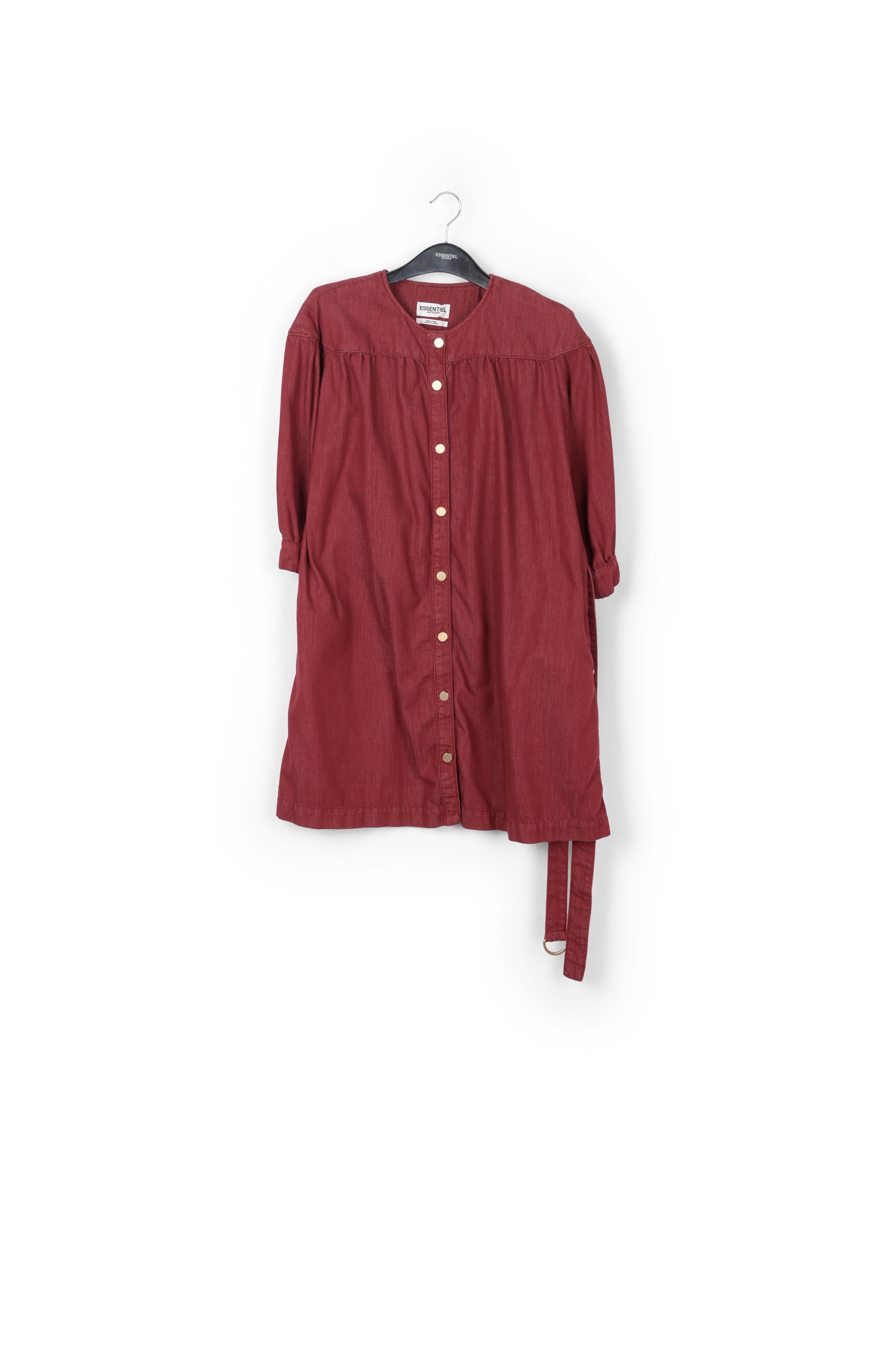 Burgundy denim mini dress RE—SSENTIEL | Essentiel second hand