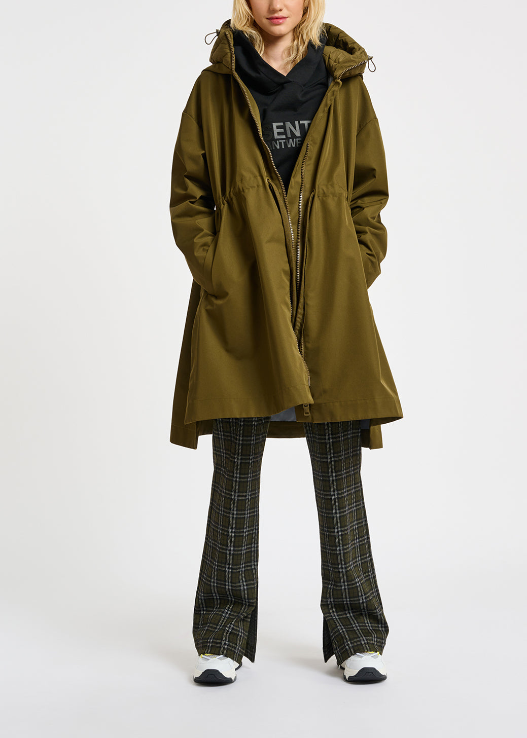 Khaki oversized hooded raincoat RE—SSENTIEL | Essentiel second hand