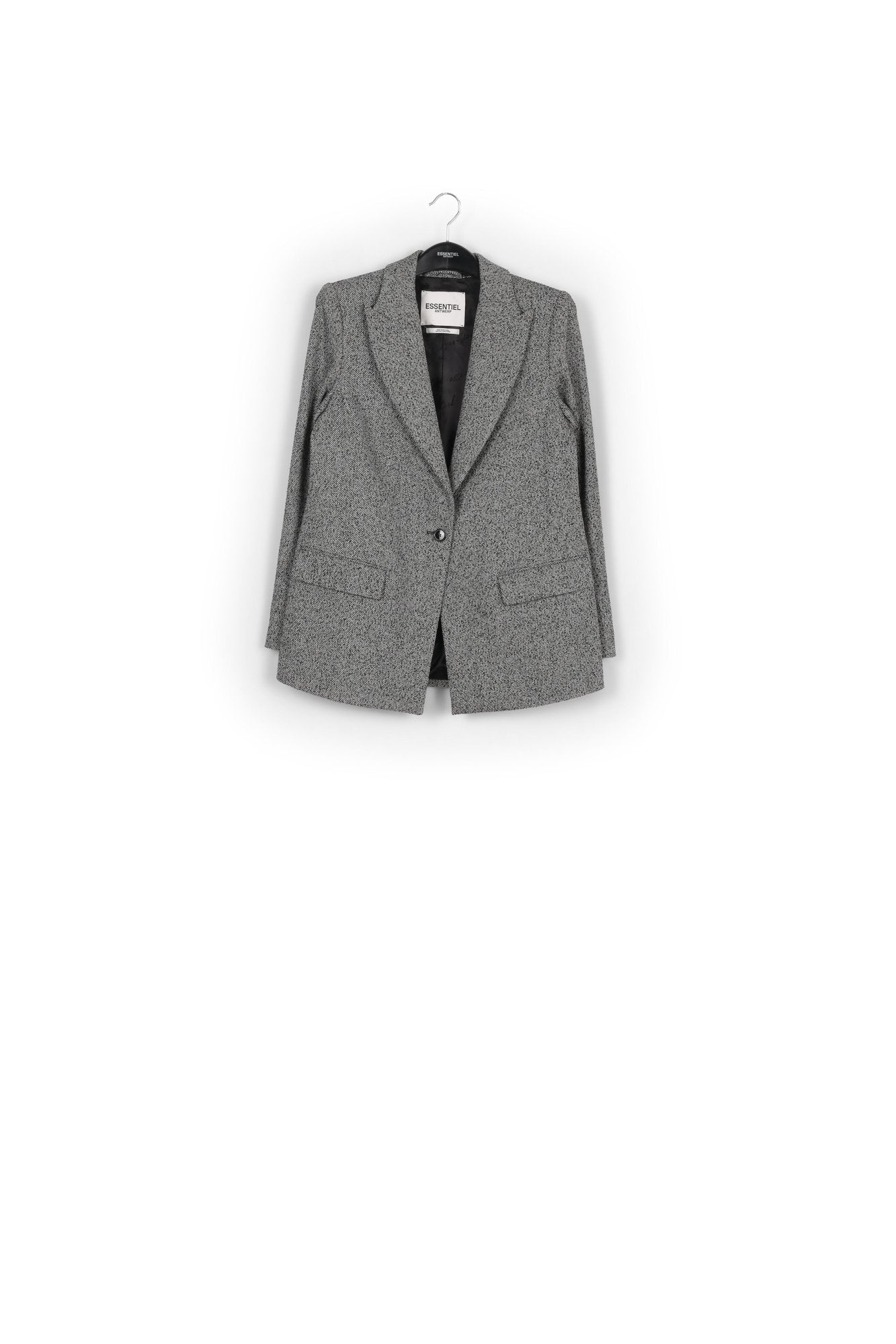 Veste tailleur gris mêlé à coupe droite RE—SSENTIEL | Essentiel second hand