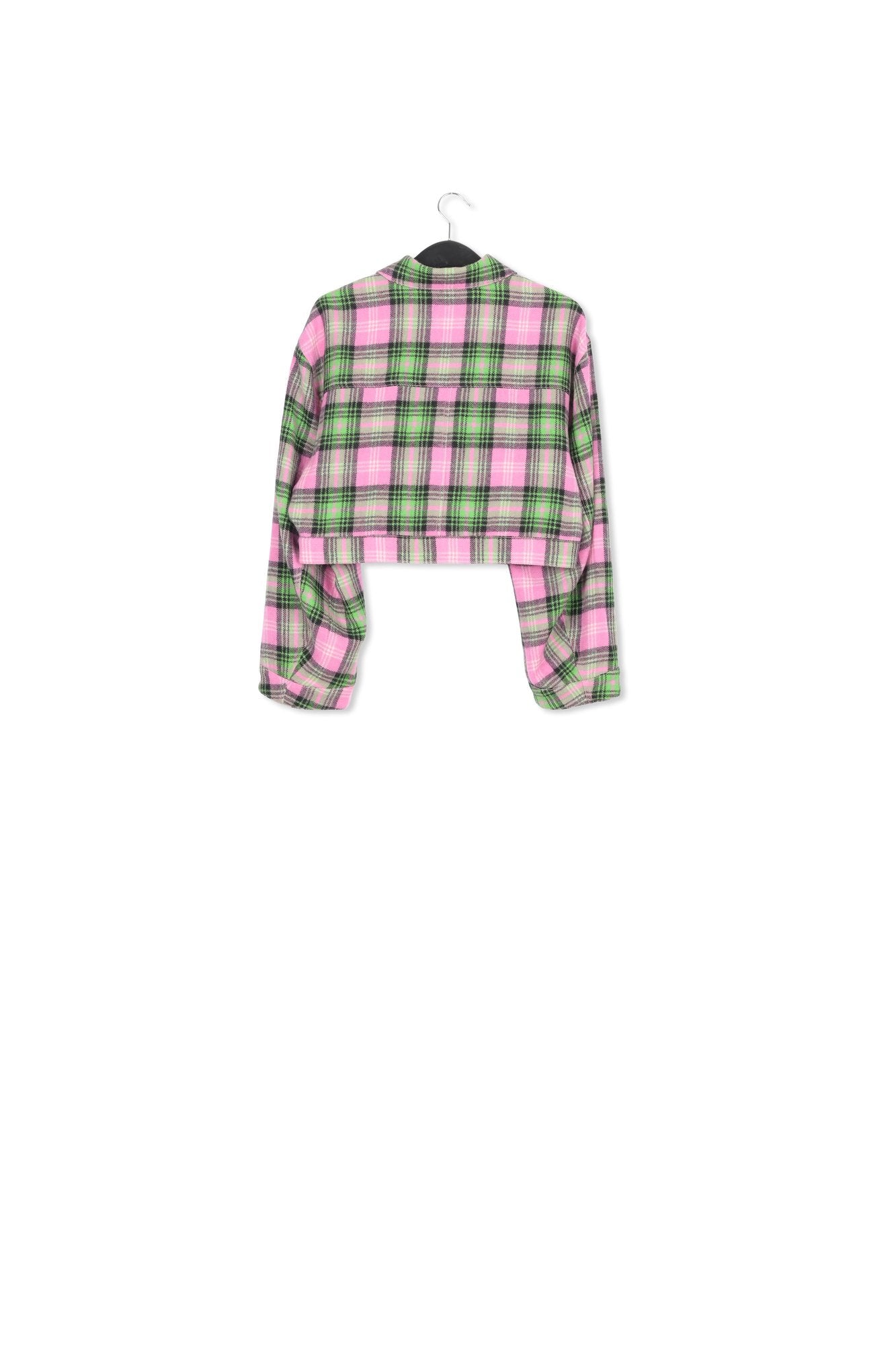 Pink and neon green checked cropped jacket RE—SSENTIEL | Essentiel second hand