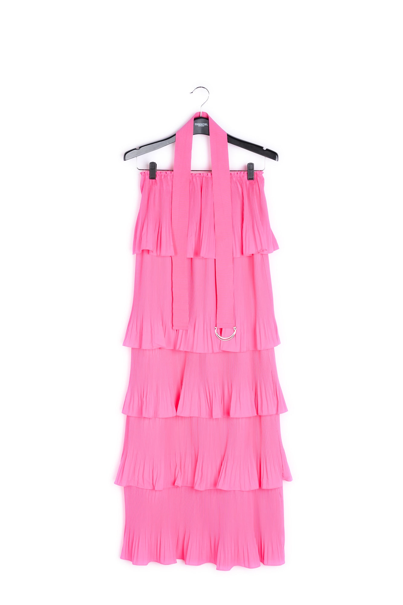 Neon pink tiered strapless dress RE—SSENTIEL | Essentiel second hand