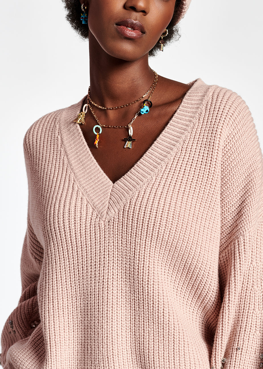 Pull rose avec strass RE—SSENTIEL | Essentiel second hand