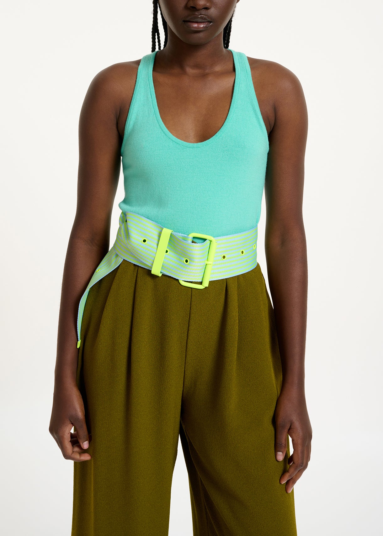 Turquoise fine-knit tank top RE—SSENTIEL | Essentiel second hand