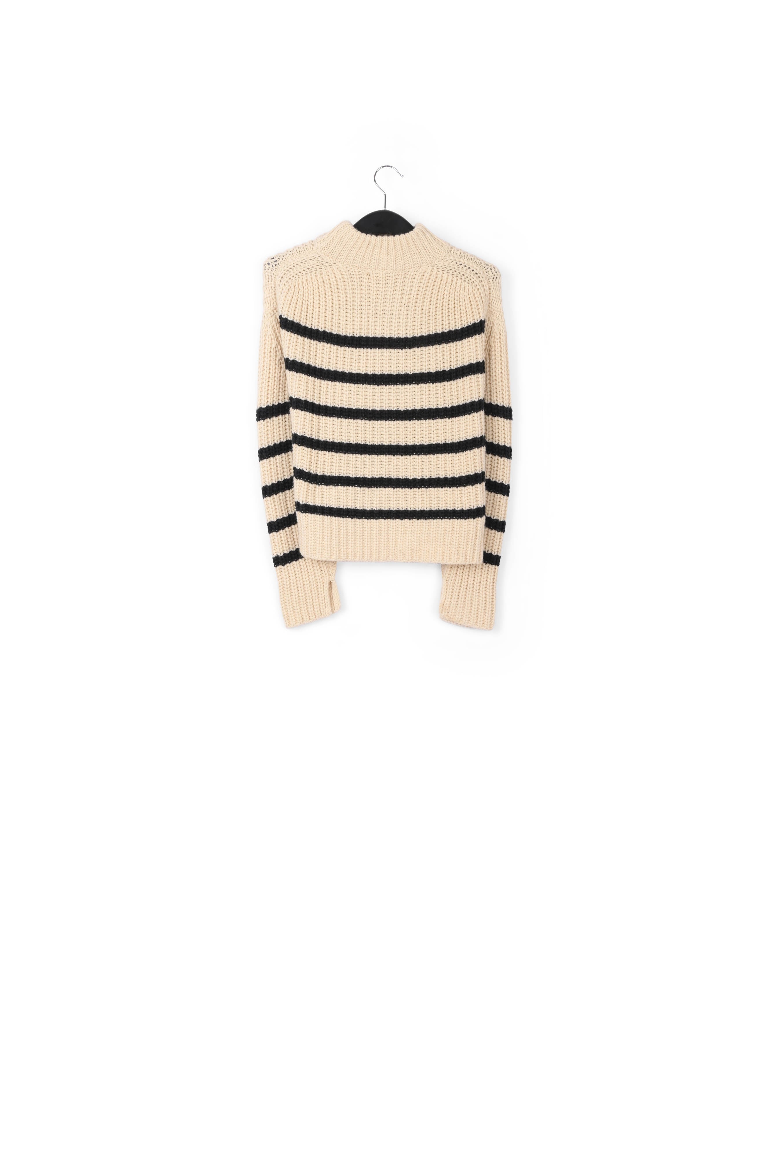 Off-white and black striped ribbed-knit sweater RE—SSENTIEL | Essentiel second hand
