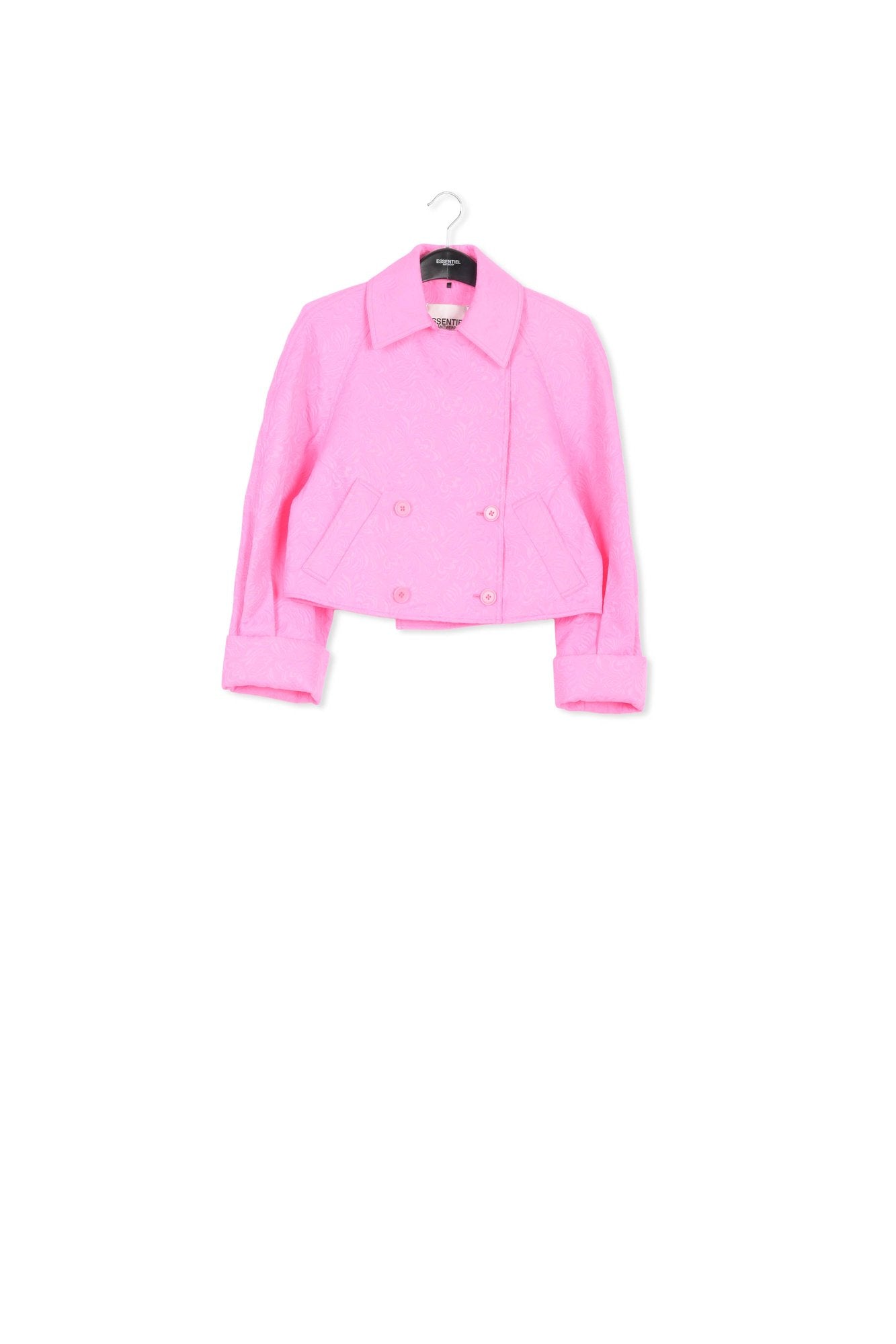 Pink jacquard double-breasted jacket RE—SSENTIEL | Essentiel second hand