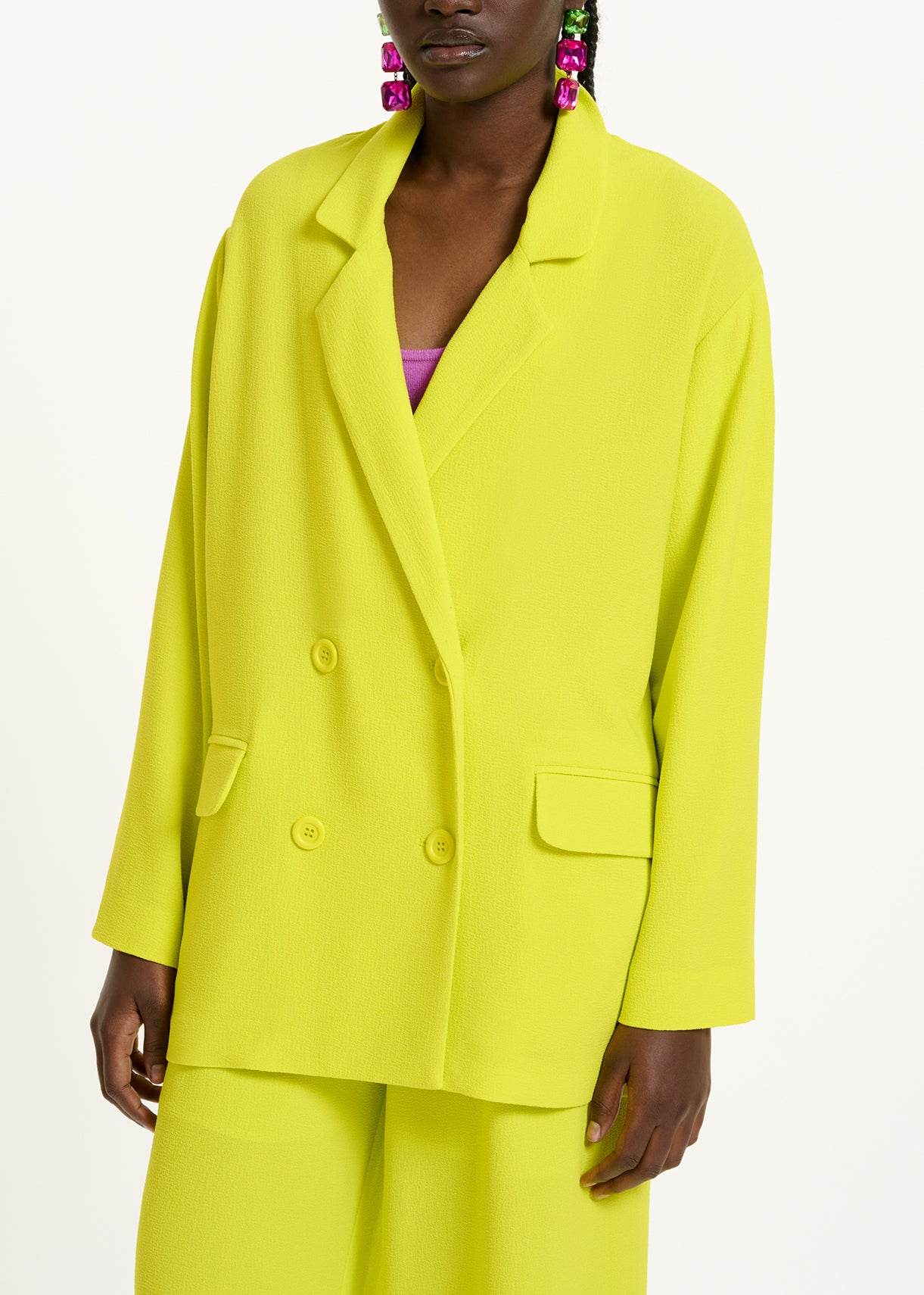 Yellow double-breasted blazer RE—SSENTIEL | Essentiel second hand