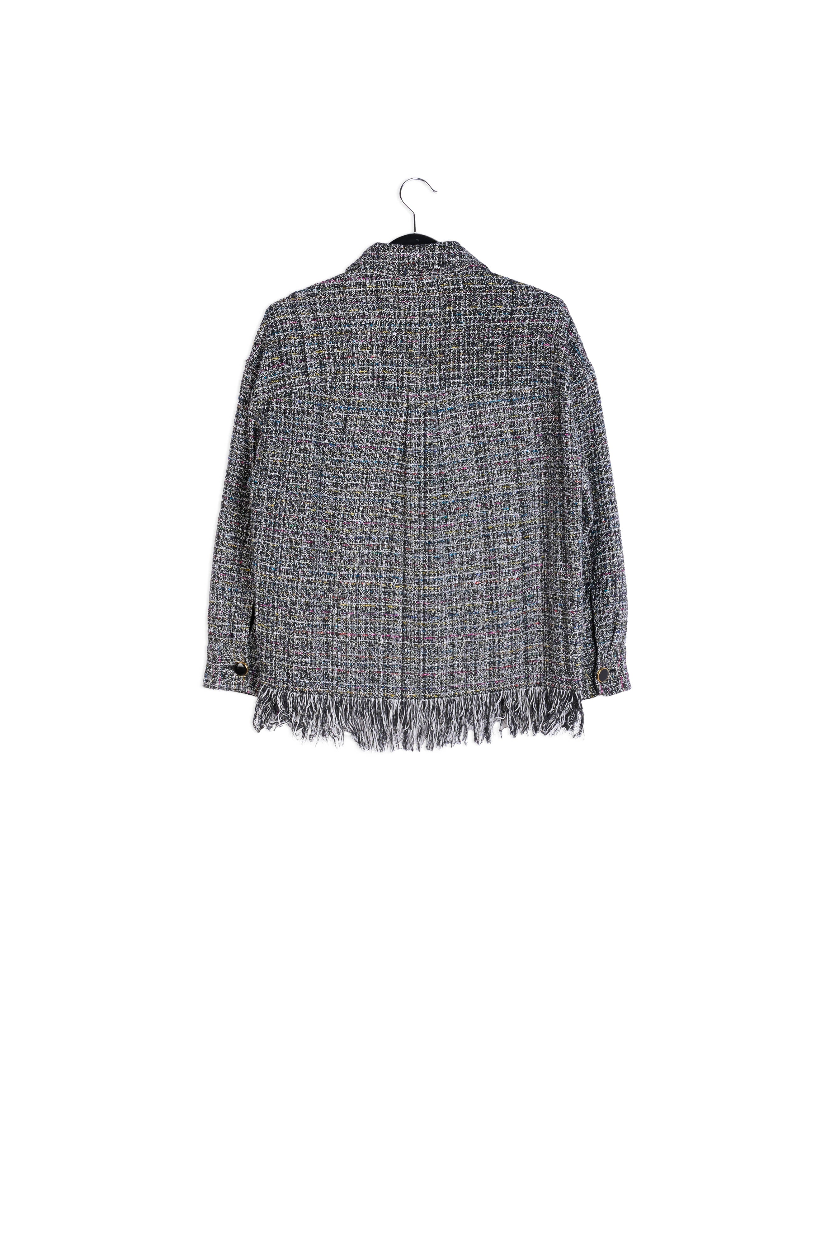 Black check jacket with fringed hem RE—SSENTIEL | Essentiel second hand