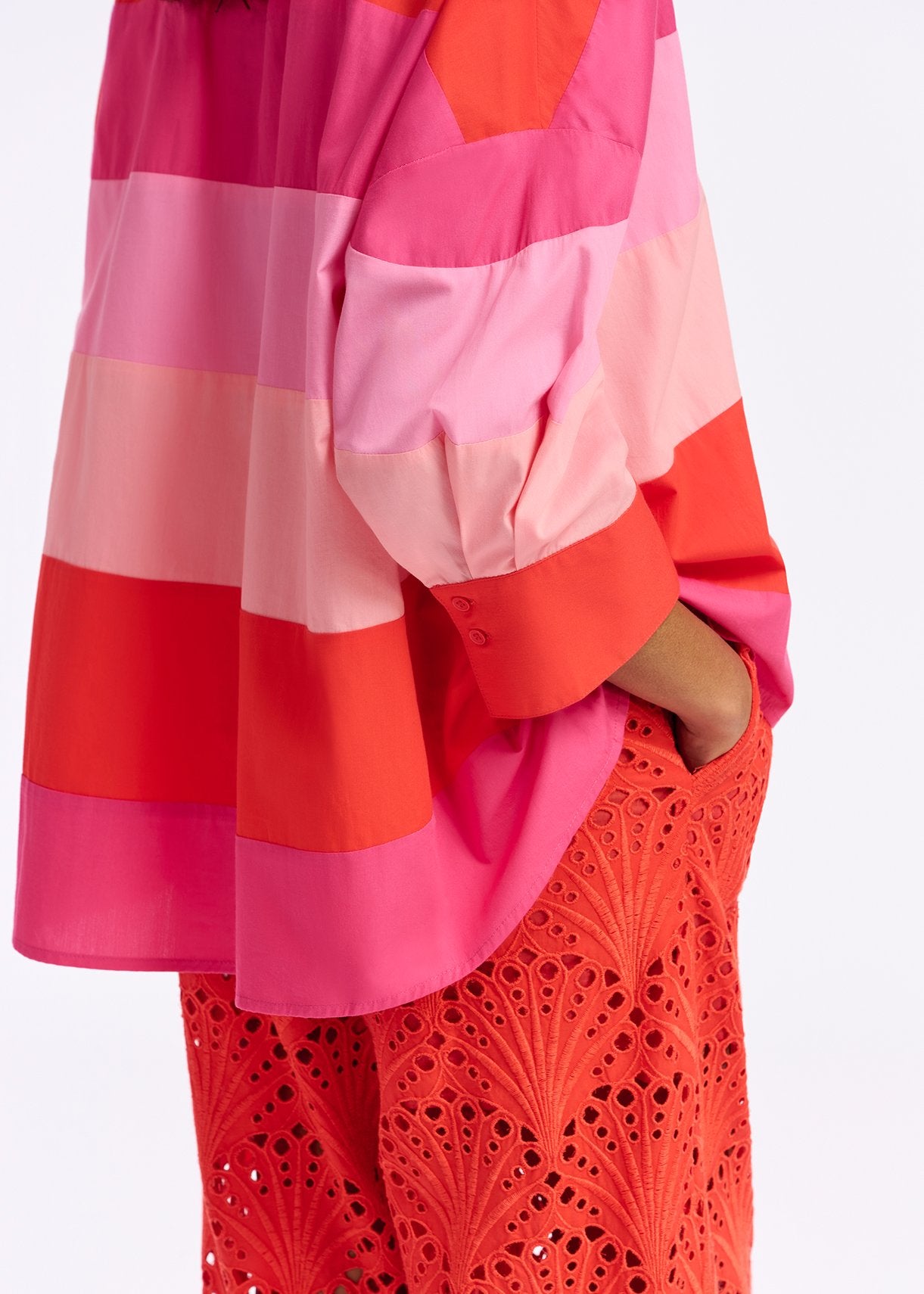 Light pink, pink and red oversized cotton shirt RE—SSENTIEL | Essentiel second hand