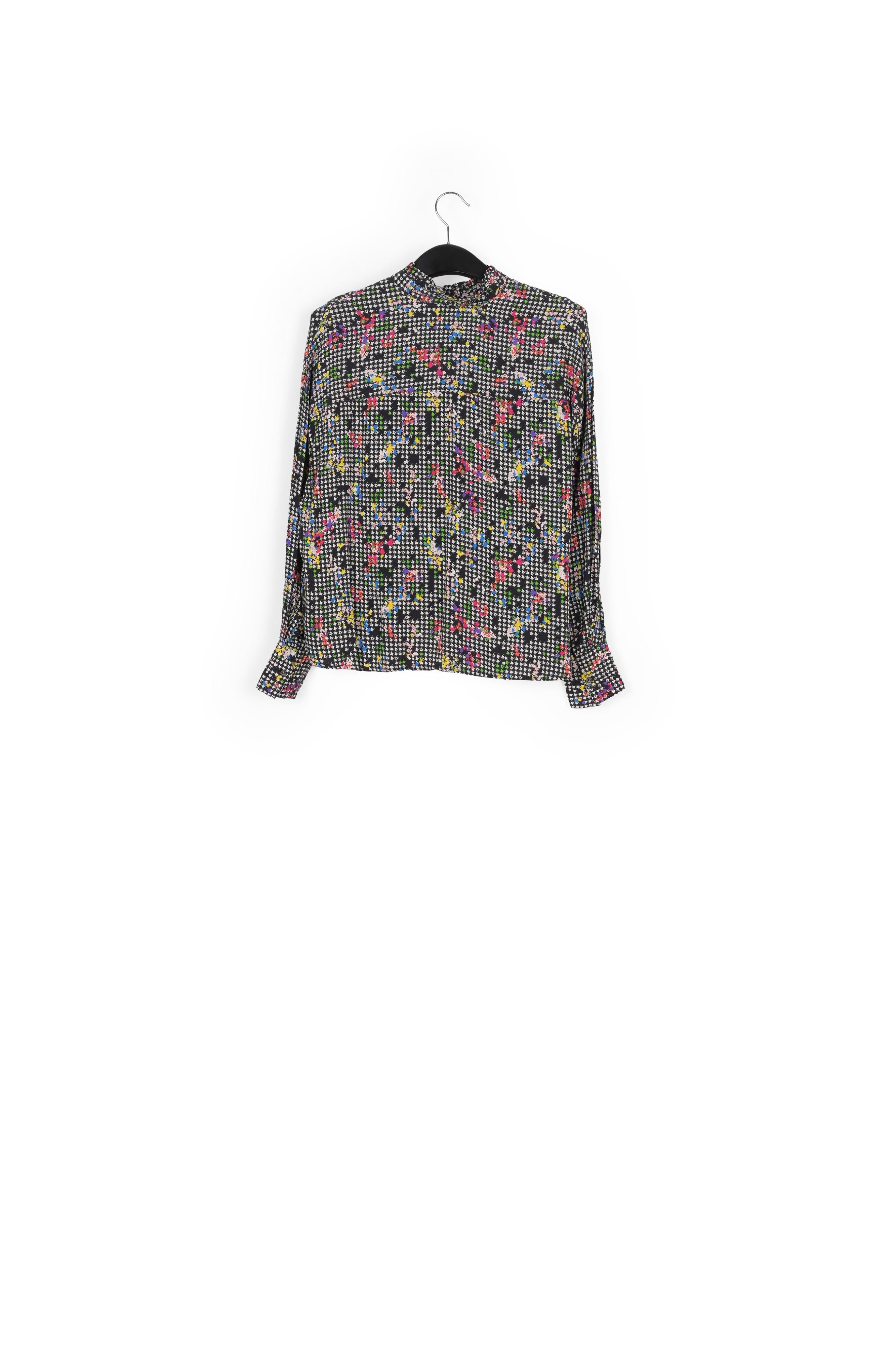 Black and white boxy shirt with frilled collar RE—SSENTIEL | Essentiel second hand