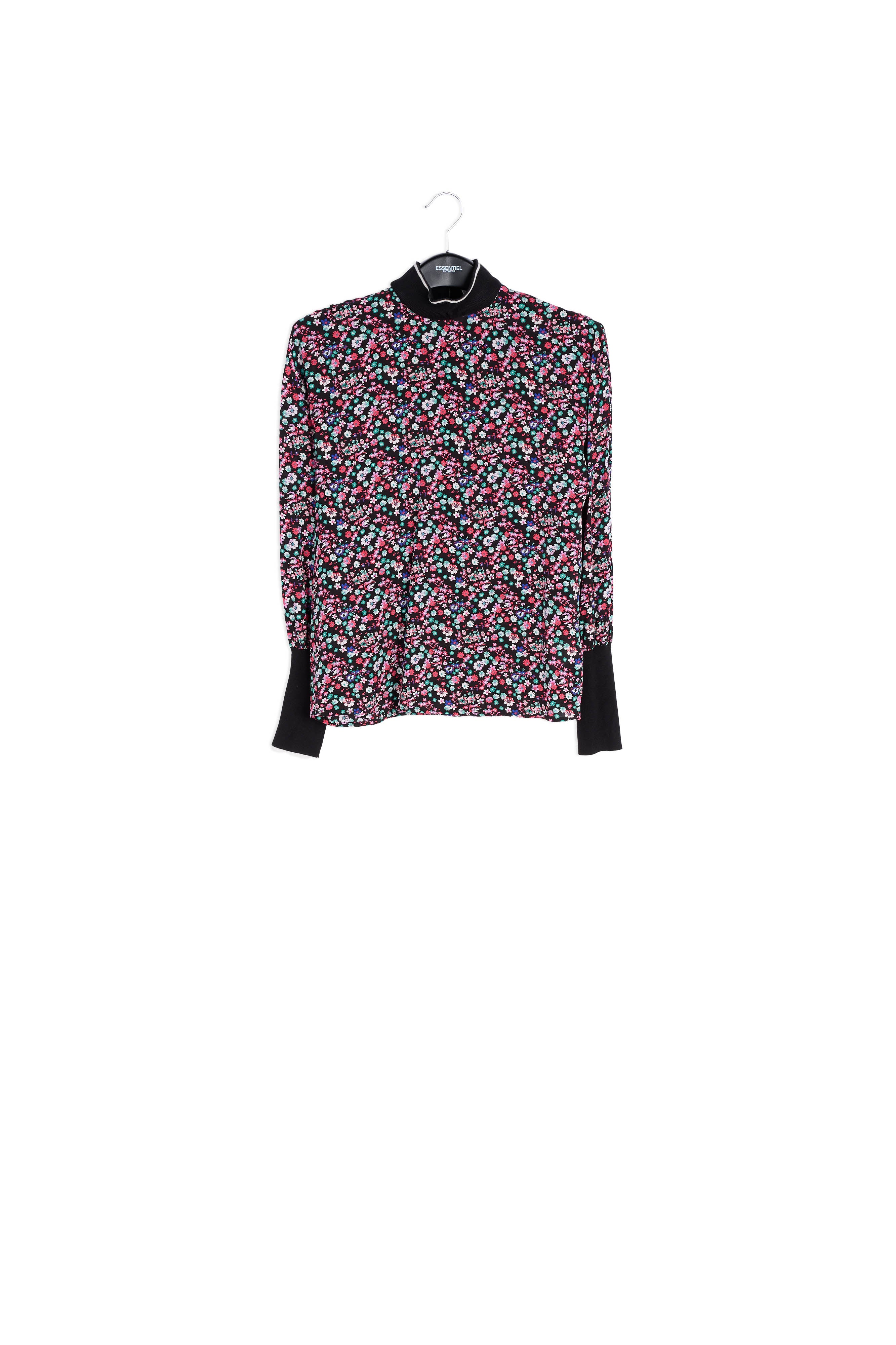 Top noir à fleurs avec bords contrastants RE—SSENTIEL | Essentiel second hand