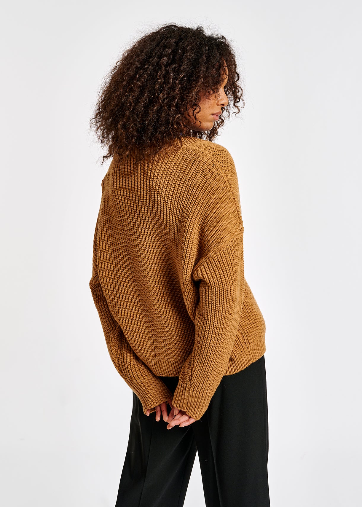 Camel ribbed-knit cardigan RE—SSENTIEL | Essentiel second hand