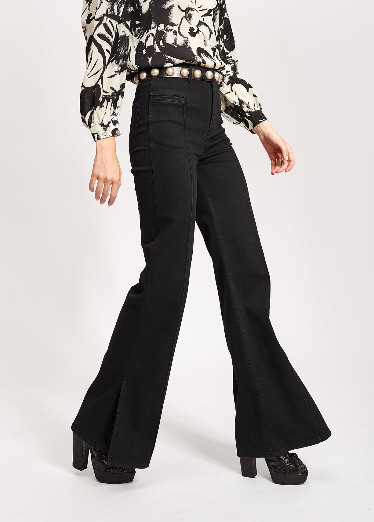 Black cotton-blend flared jeans RE—SSENTIEL | Essentiel second hand