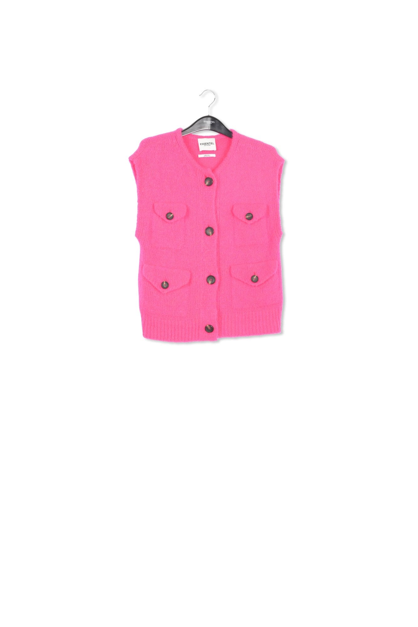 Neon pink sleeveless mohair-blend cardigan RE—SSENTIEL | Essentiel second hand
