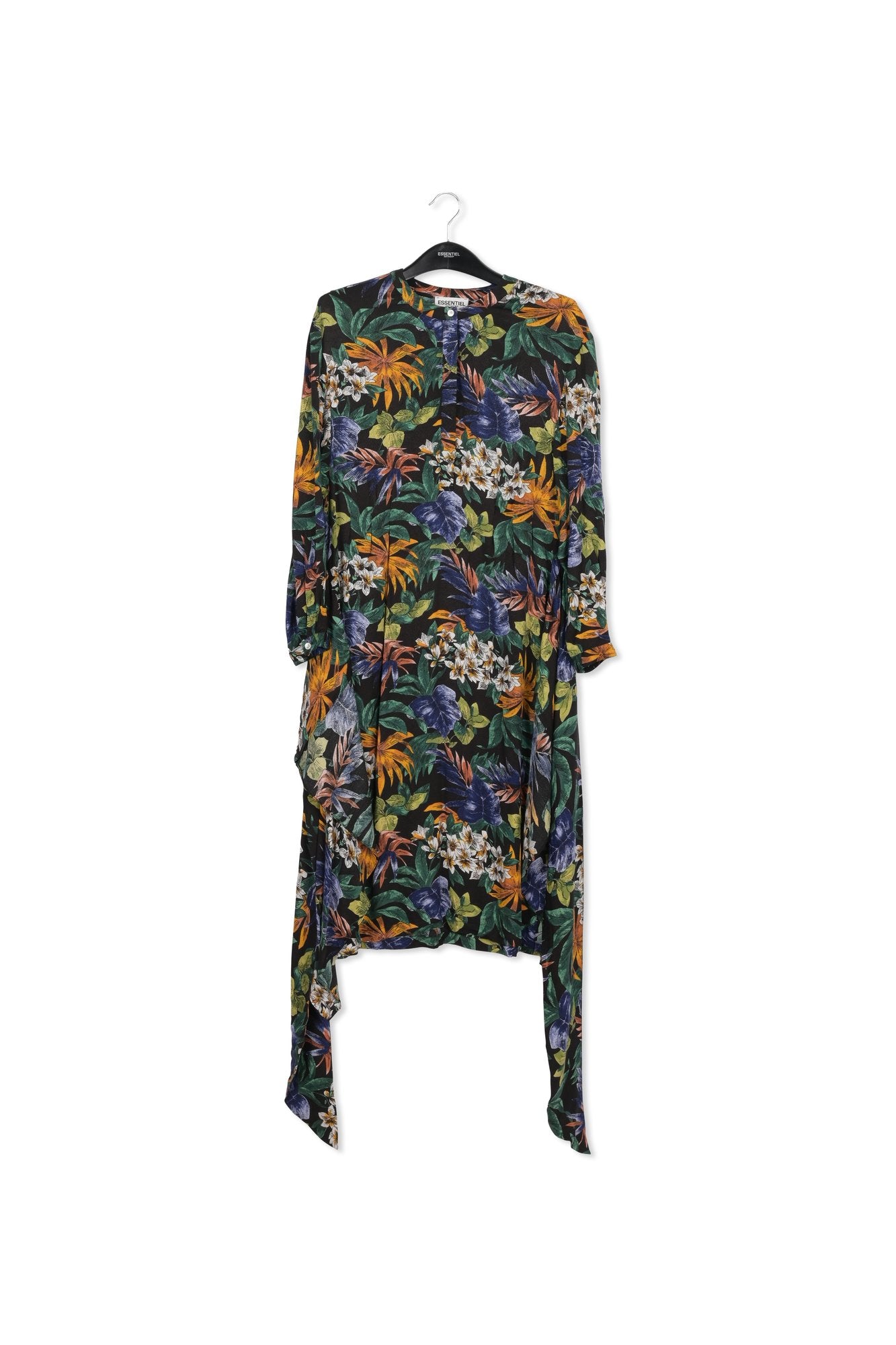 Blue, green and orange floral-print midi dress RE—SSENTIEL | Essentiel second hand