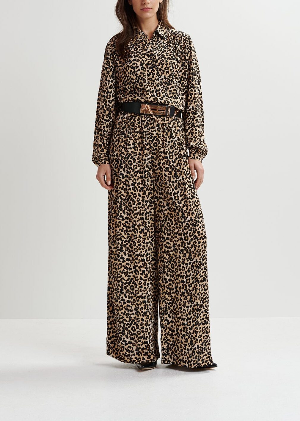 Brown leopard-print polo top RE—SSENTIEL | Essentiel second hand