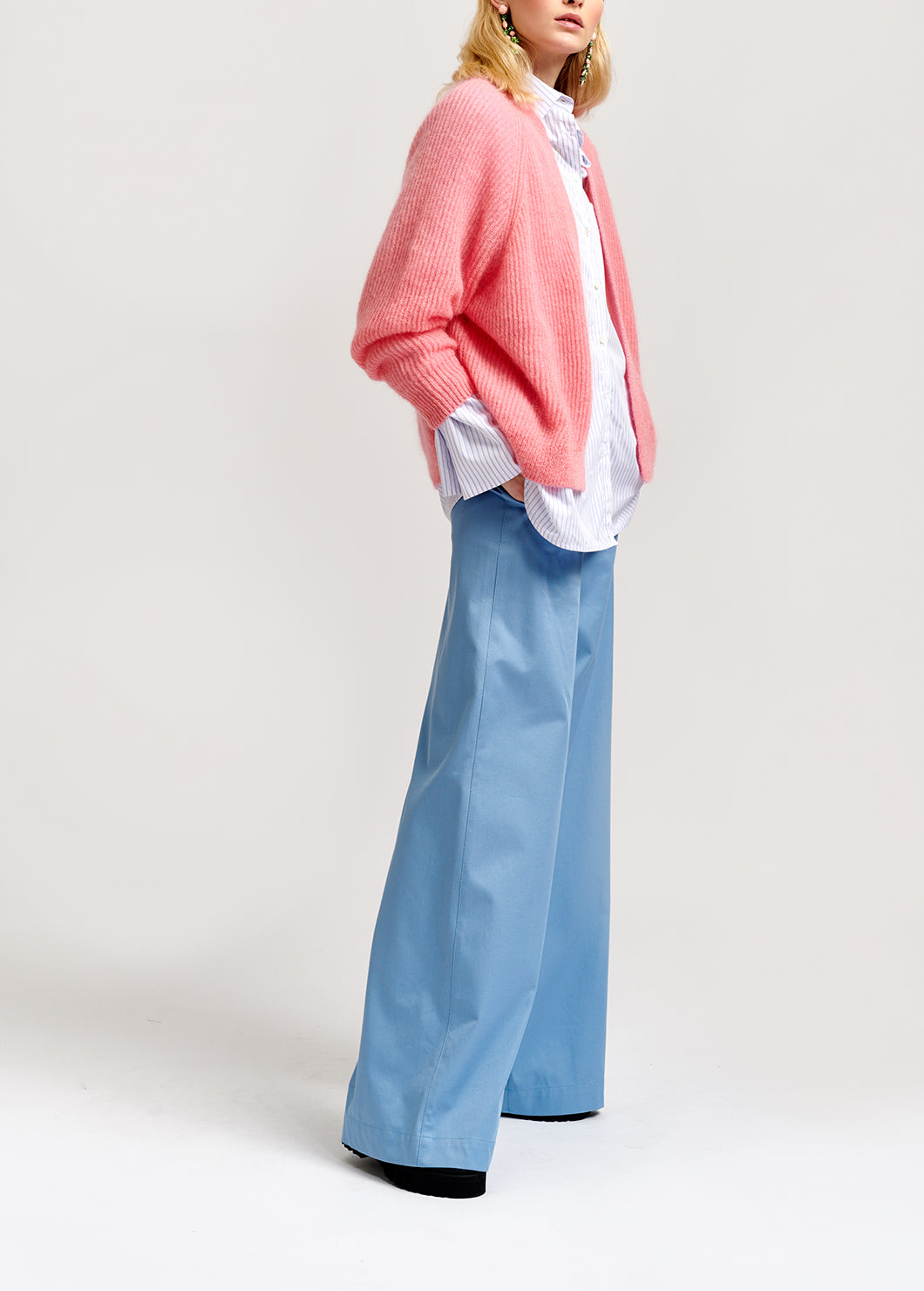 Cardigan rose côtelé en mohair mélangé RE—SSENTIEL | Essentiel second hand