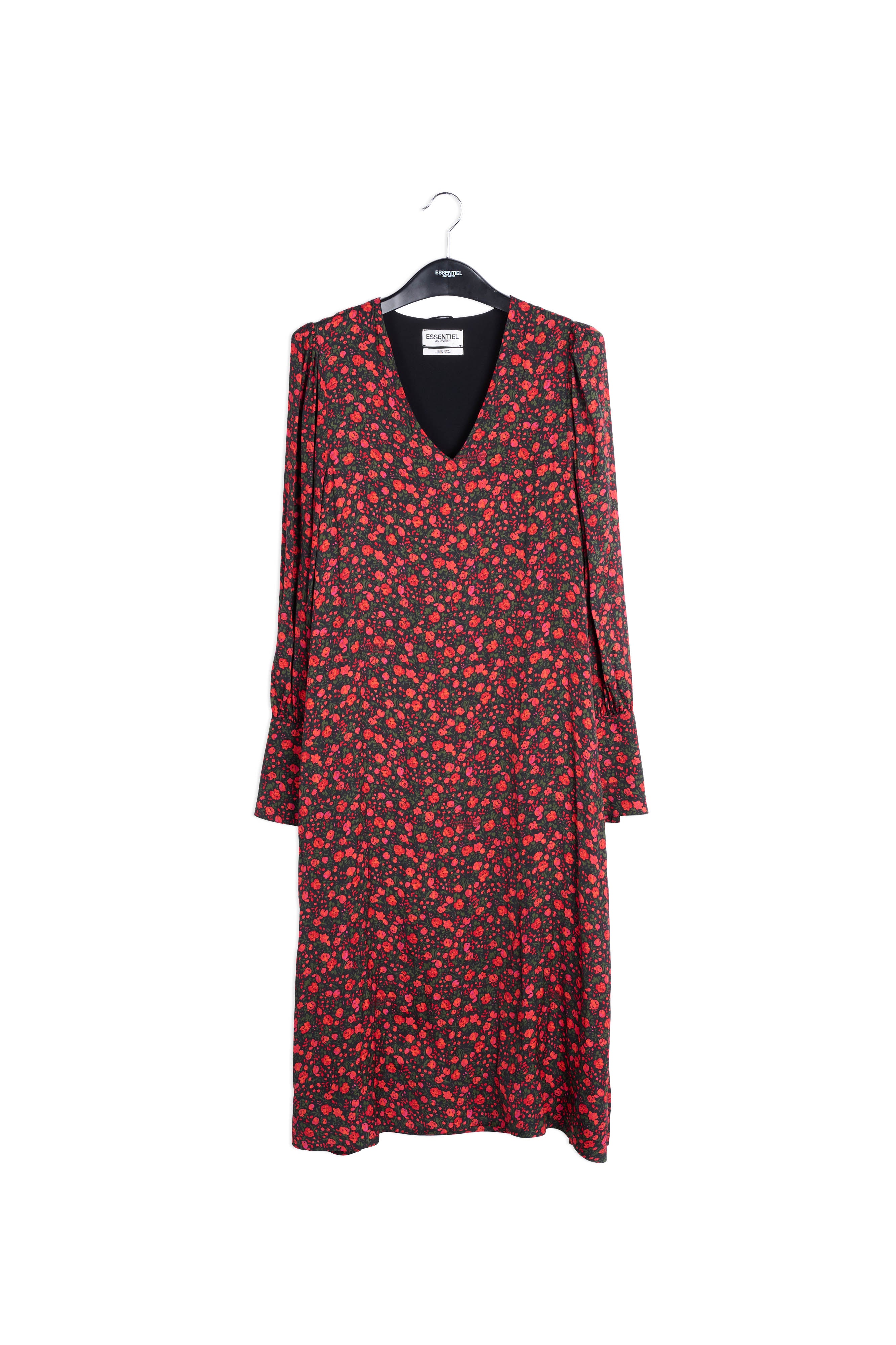 Black and red floral print maxi dress RE—SSENTIEL | Essentiel second hand