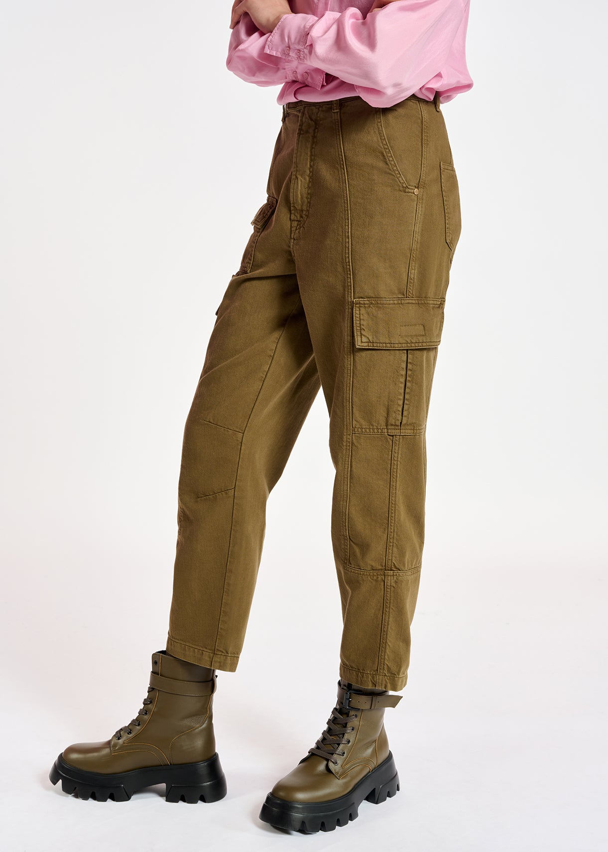 Khaki straight-leg cargo jeans RE—SSENTIEL | Essentiel second hand