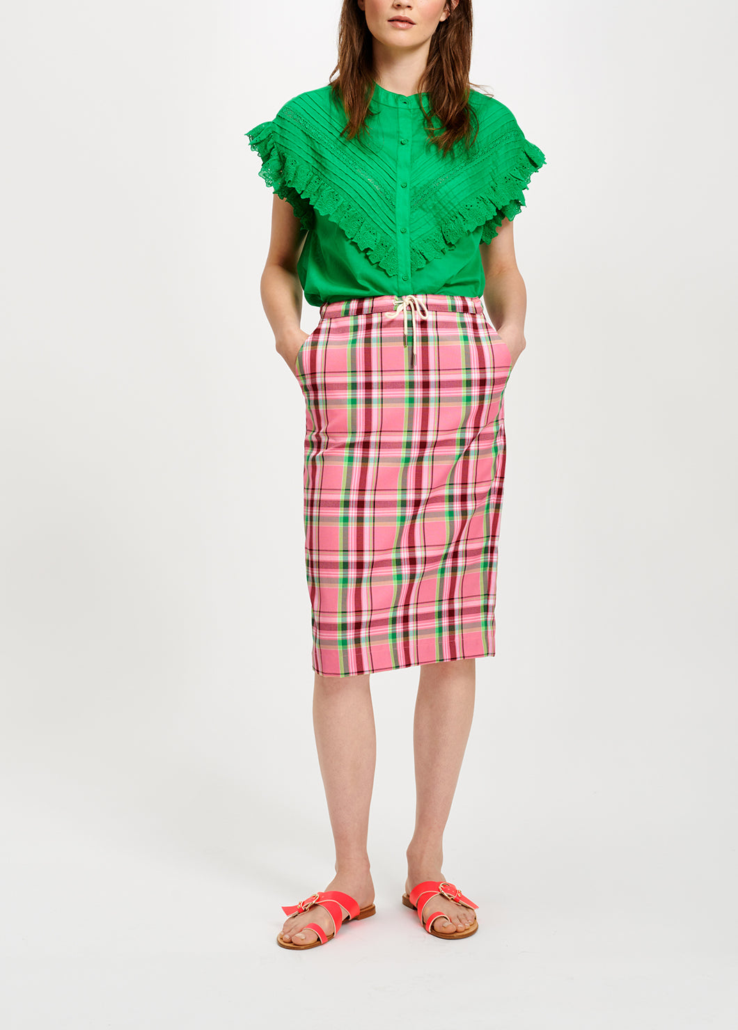 Groene top met ruches RE—SSENTIEL | Essentiel second hand